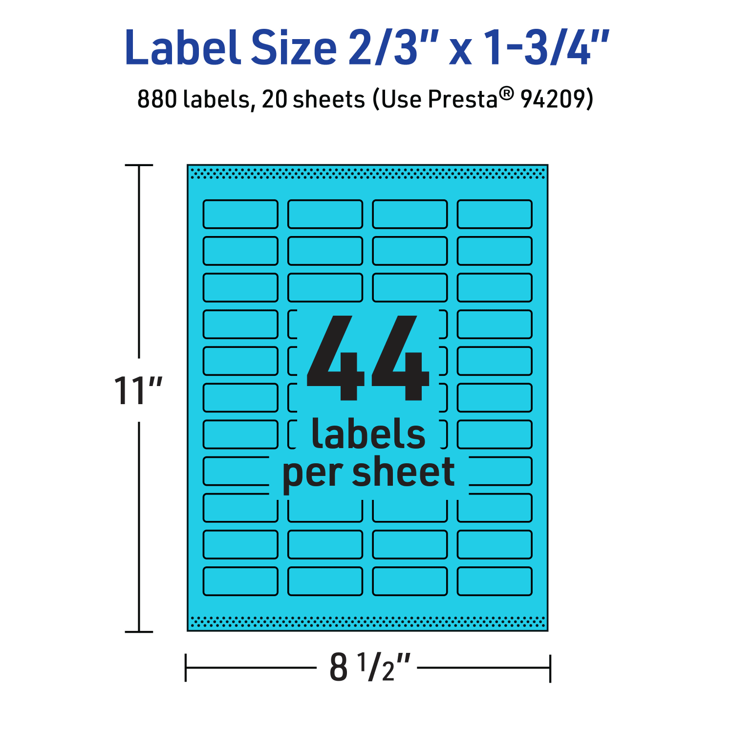 Avery Print-To-The-Edge Labels With Sure Feed Technology And Easy Peel, 94209-BBP20, Rectangle, 2/3in x 1-3/4in, Matte Bright Blue, Pack of 880 - Image 6