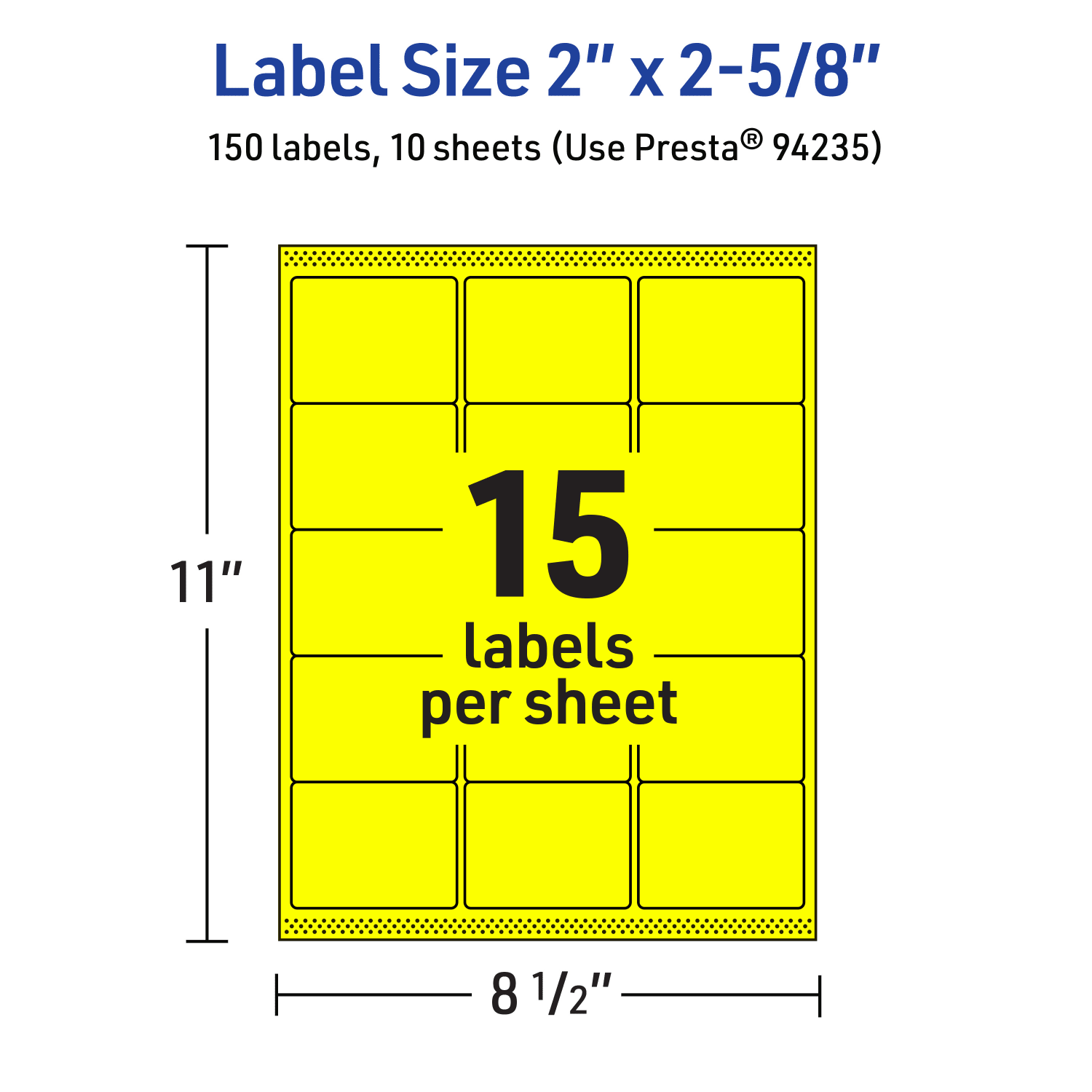 Avery Printable Labels With Sure Feed Technology, 94235-NYP10, Rectangle, 2in x 2-5/8in, Matte Neon Yellow, Pack of 150 - Image 6