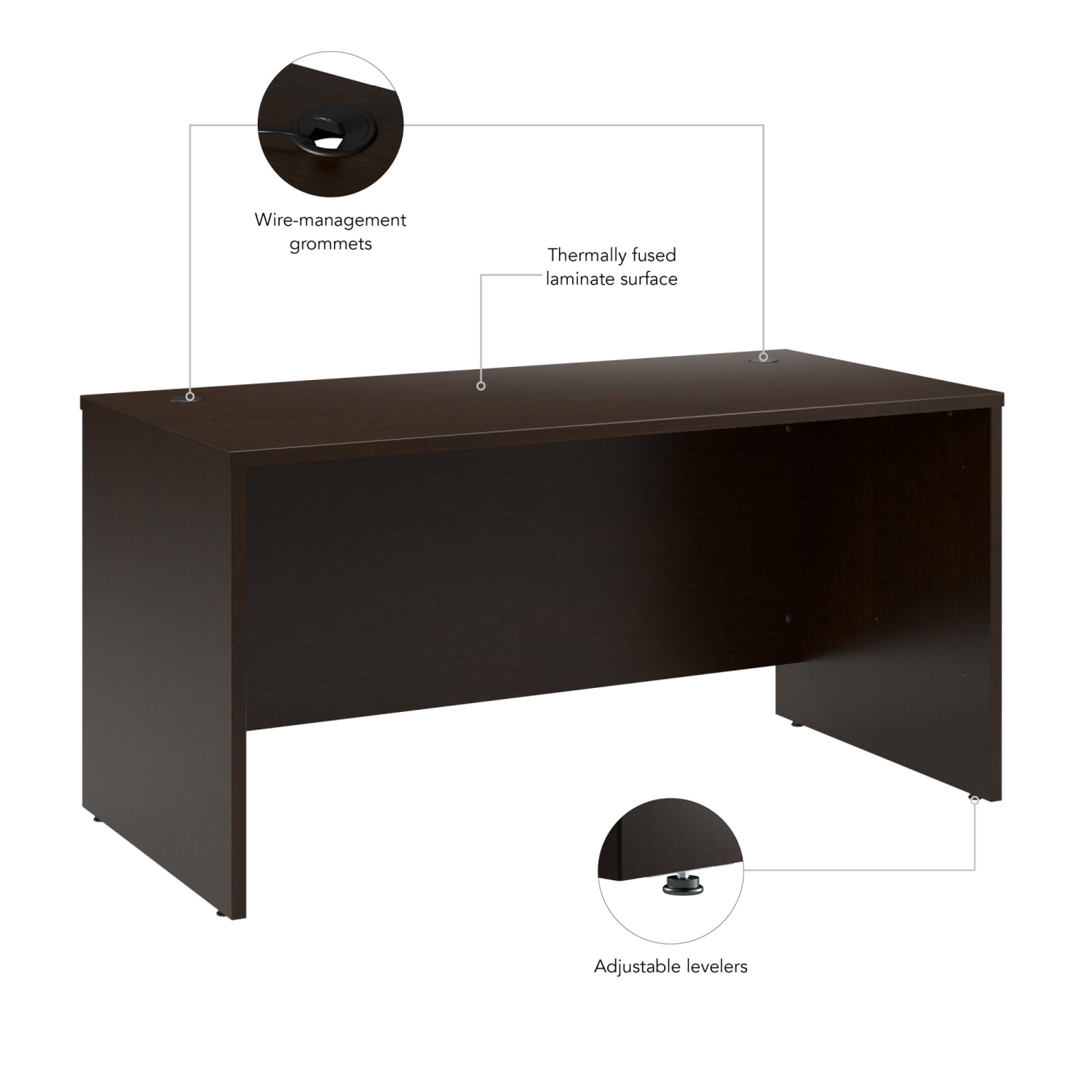 Bush Business Furniture Arrive 60inW Office Desk, Mocha Cherry, Standard Delivery - Image 5