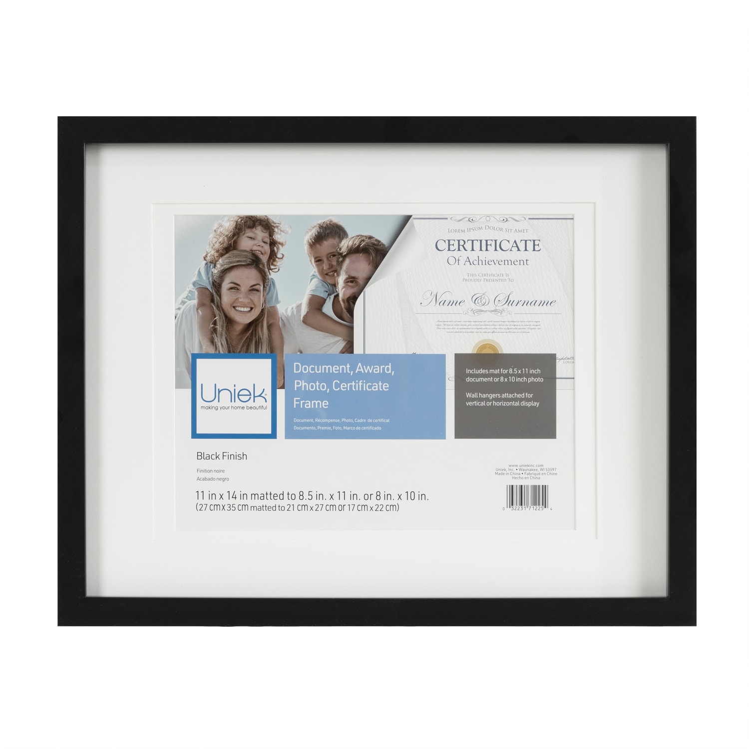 Uniek Gallery Photo/Document Picture Frame, 11in x 14in With Mat, Black - Image 3