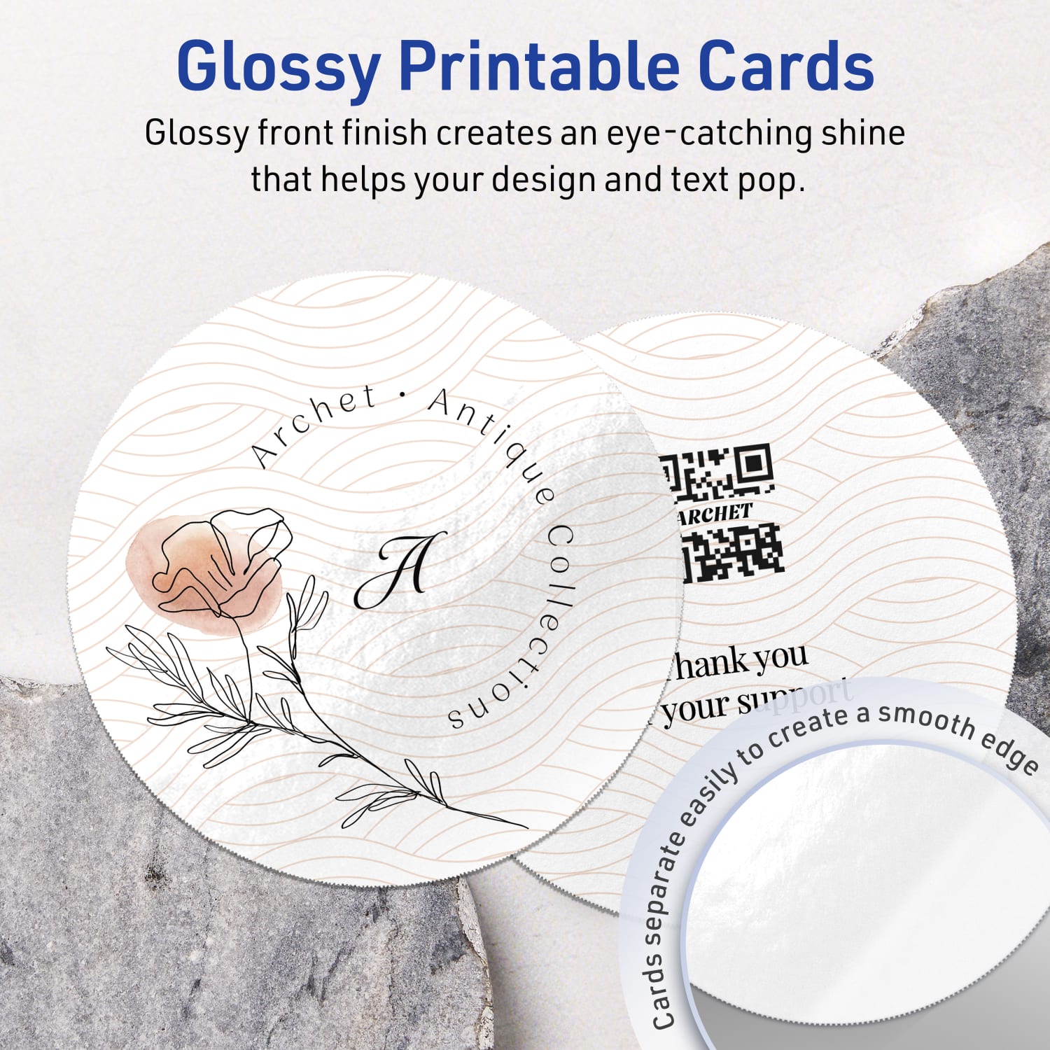 Avery Printable Note Cards With Sure Feed Technology, 4in Round, Glossy White, Pack Of 30 - Image 3