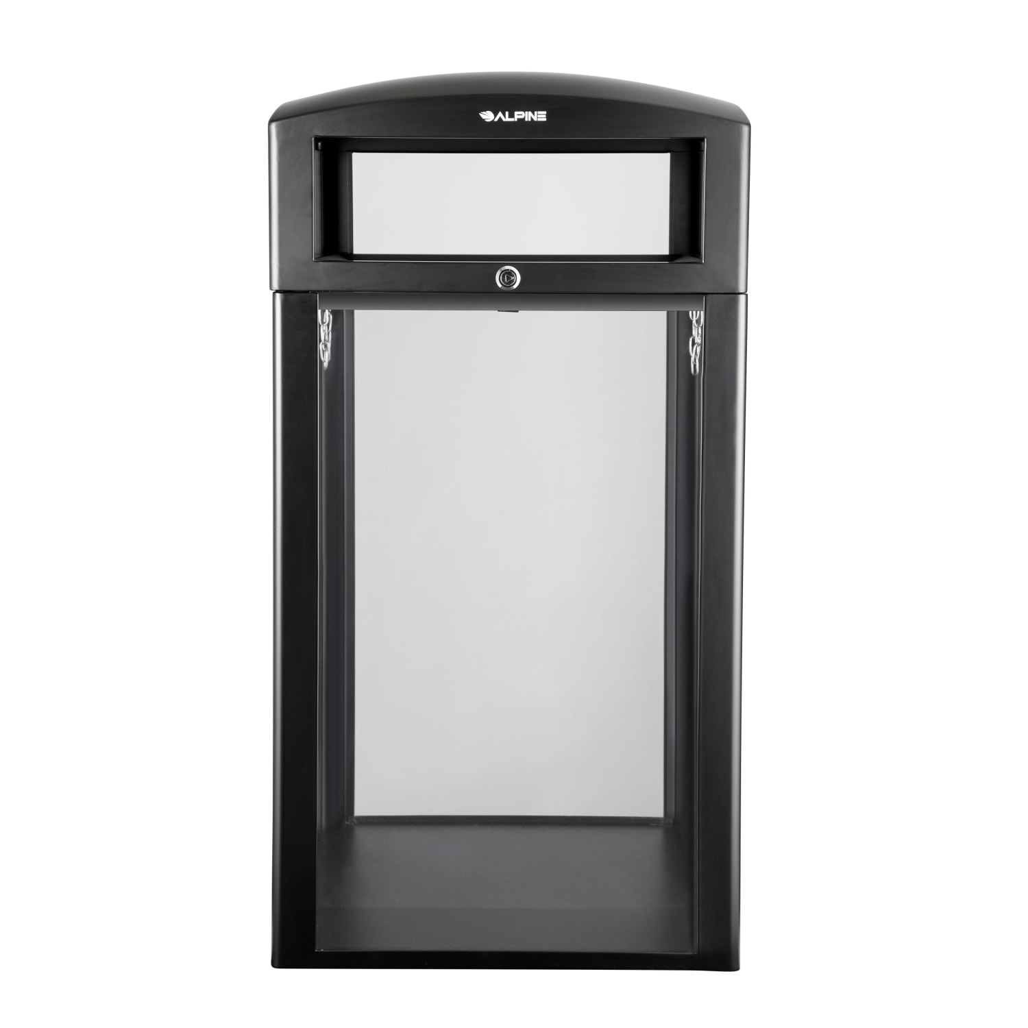 Alpine Industries Steel All-Weather Outdoor Commercial Trash Can With Lid, 40 Gallons, Clear - Image 3