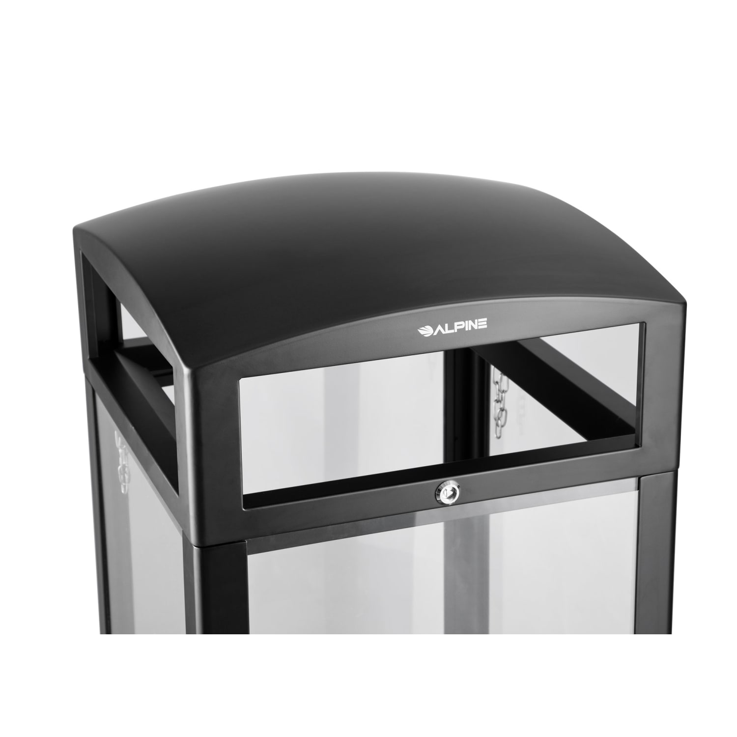 Alpine Industries Steel All-Weather Outdoor Commercial Trash Can With Lid, 40 Gallons, Clear - Image 6