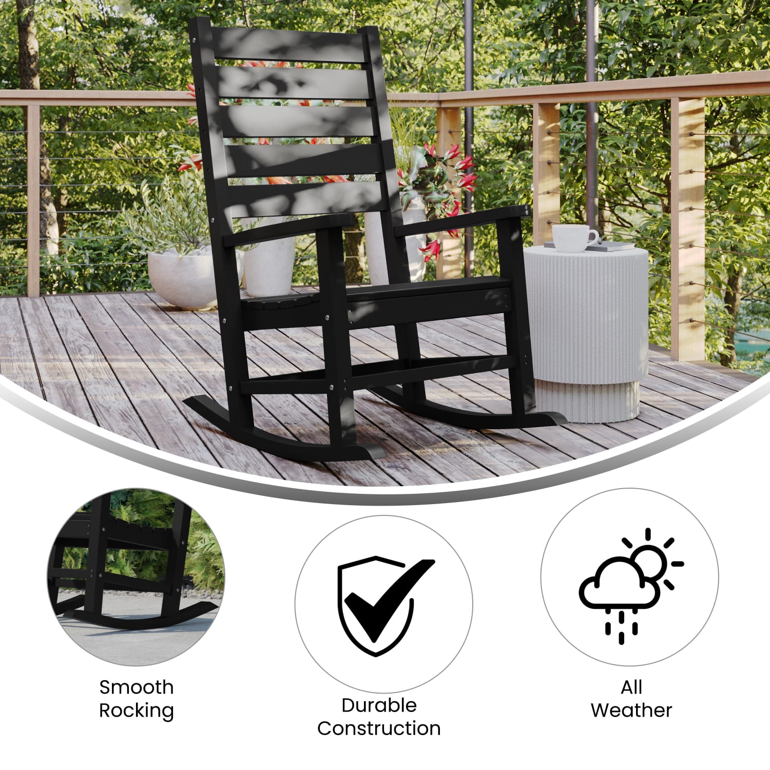 Flash Furniture Manchester AllWeather Rocking Chair Black PopularChairscom Flash Furniture Manchester All Weather Rocking Chair Black PopularChairscom