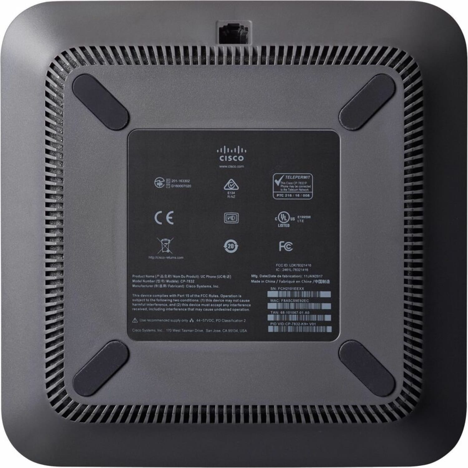 Cisco 7832 IP Conference Station - Corded - 1 x Total Line - VoIPNetwork (RJ-45) - PoE Ports - Image 5