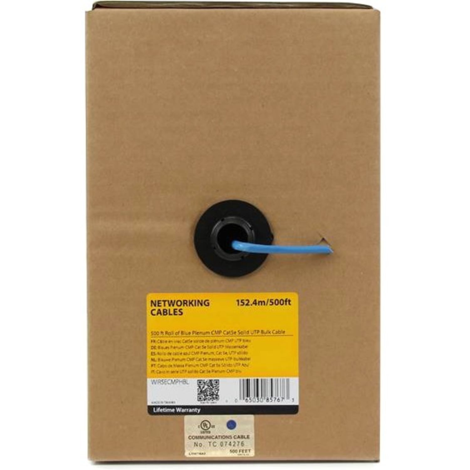 StarTech.com 1000 ft Roll of Blue Plenum CMP Cat5e Solid UTP Bulk Cable  - Cat5e Bulk Cable - Cat5e Plenum Cable - 1000 ft Cat5e Cable - Cat5e Plenum 1000ft - Cat5e CMP / FT6 Plenum Fire Rating - 24 AWG - Cat 5e Plenum 1000ft Bulk - Blue - Image 3