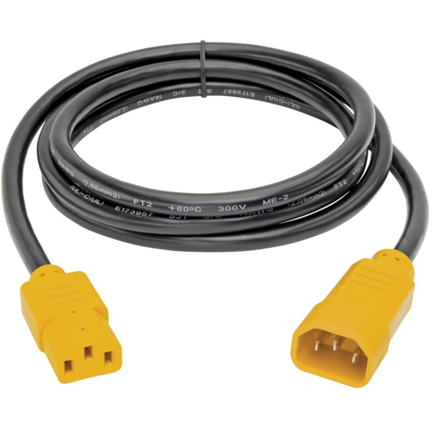 Tripp Lite 6ft Power Cord Extension Cable C14 to C13 Heavy Duty Yellow 15A 14AWG 6ft, P005006YW - Image 3