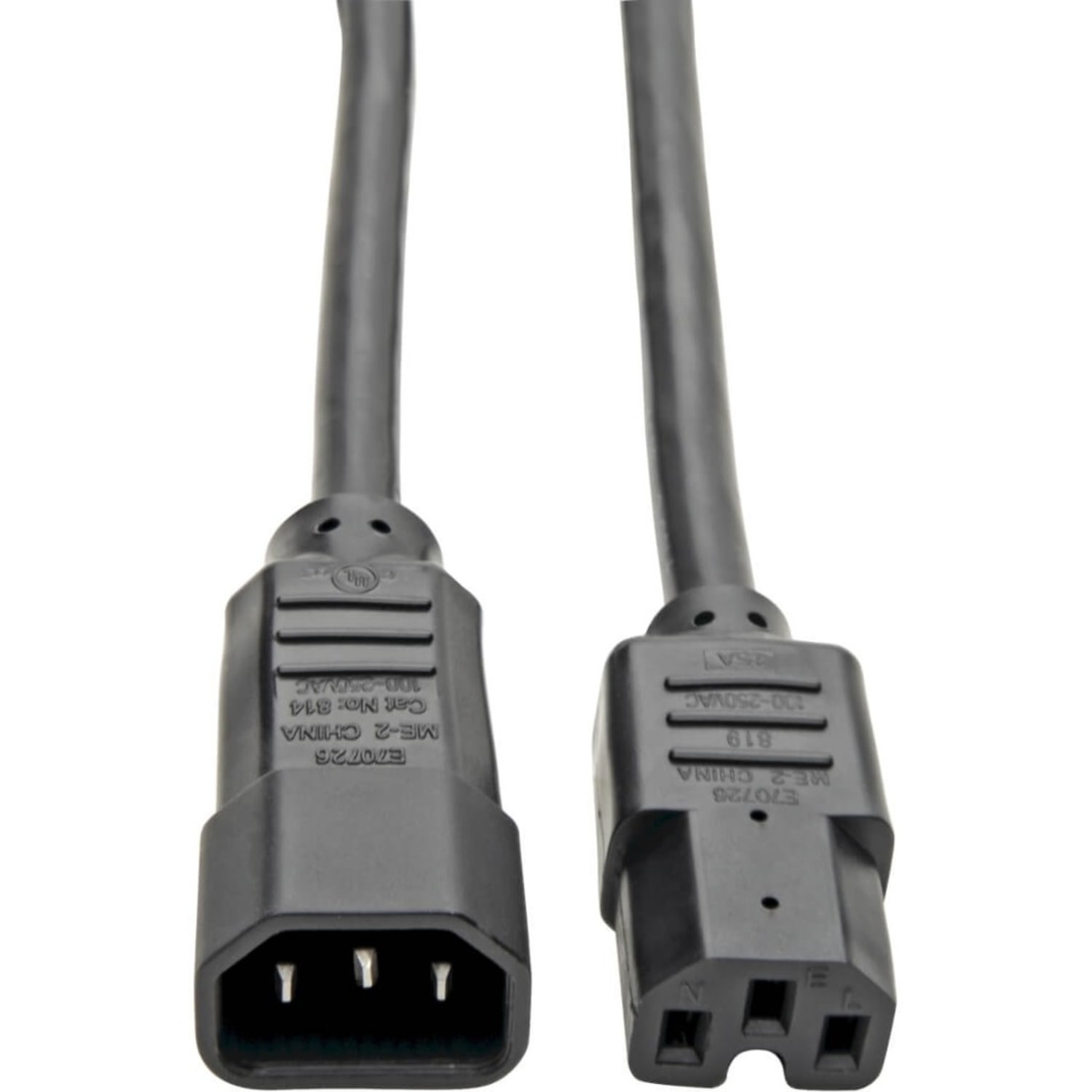 Eaton Tripp Lite Series Power Cord C14 to C15 - Heavy-Duty, 15A, 250V, 14 AWG, 3 ft. (0.91 m), Black - P018003