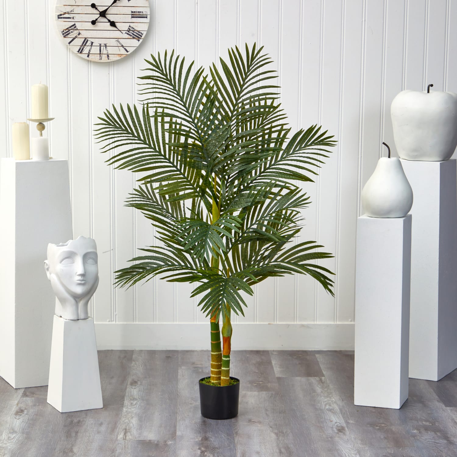 Nearly Natural Golden Cane Palm 60inH Artificial Plant With Planter, 60inH x 24inW x 24inD, Green/Black - Image 4