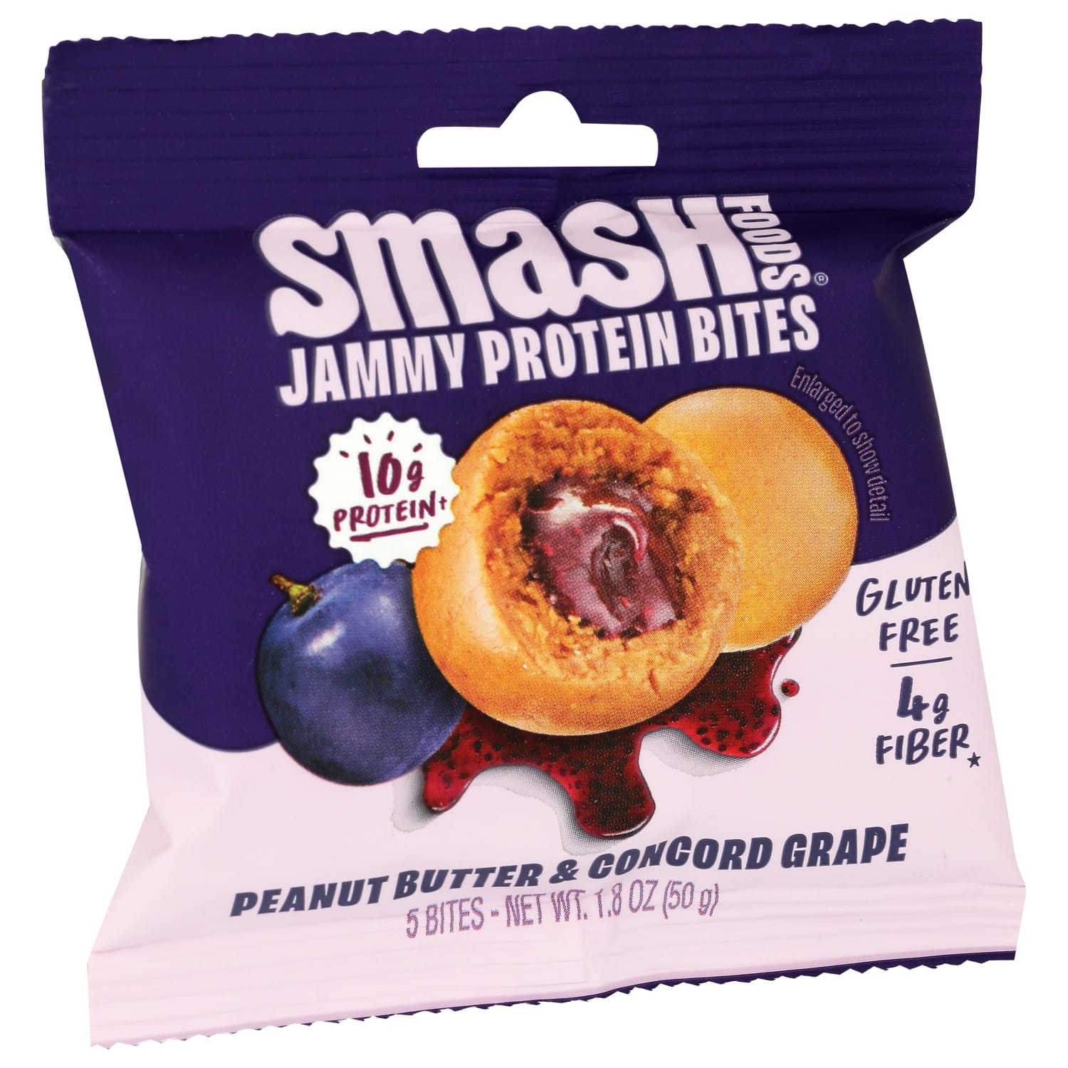 Smash Foods Superfood Snack Bites, Peanut Butter & Concord Grape Jelly, 1.8 Oz, Total Qty 8 - Image 3