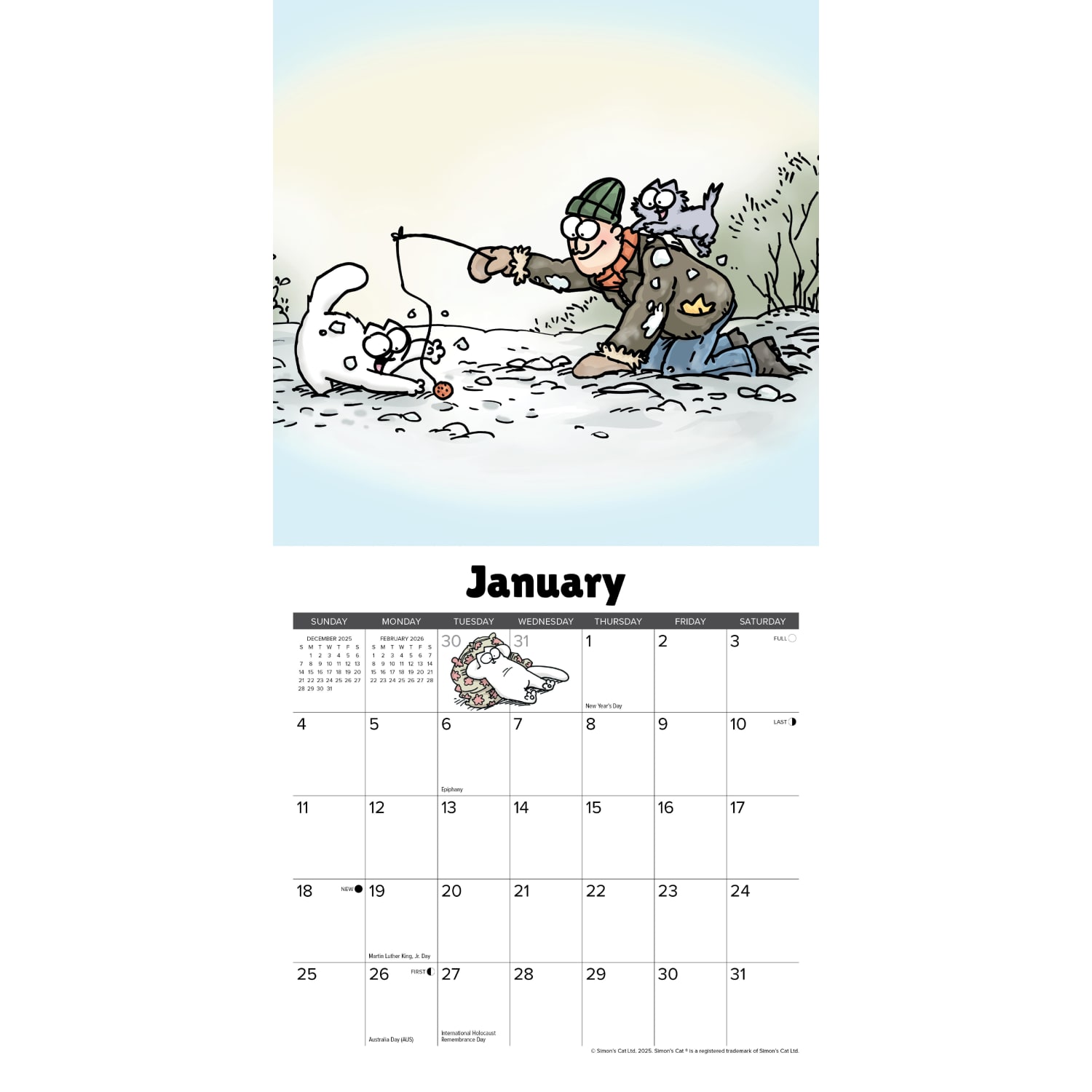 2026 Willow Creek Press Monthly Mini Wall Calendar, 7in x 7in, Simons Cat, January To December, 53751 - Image 3