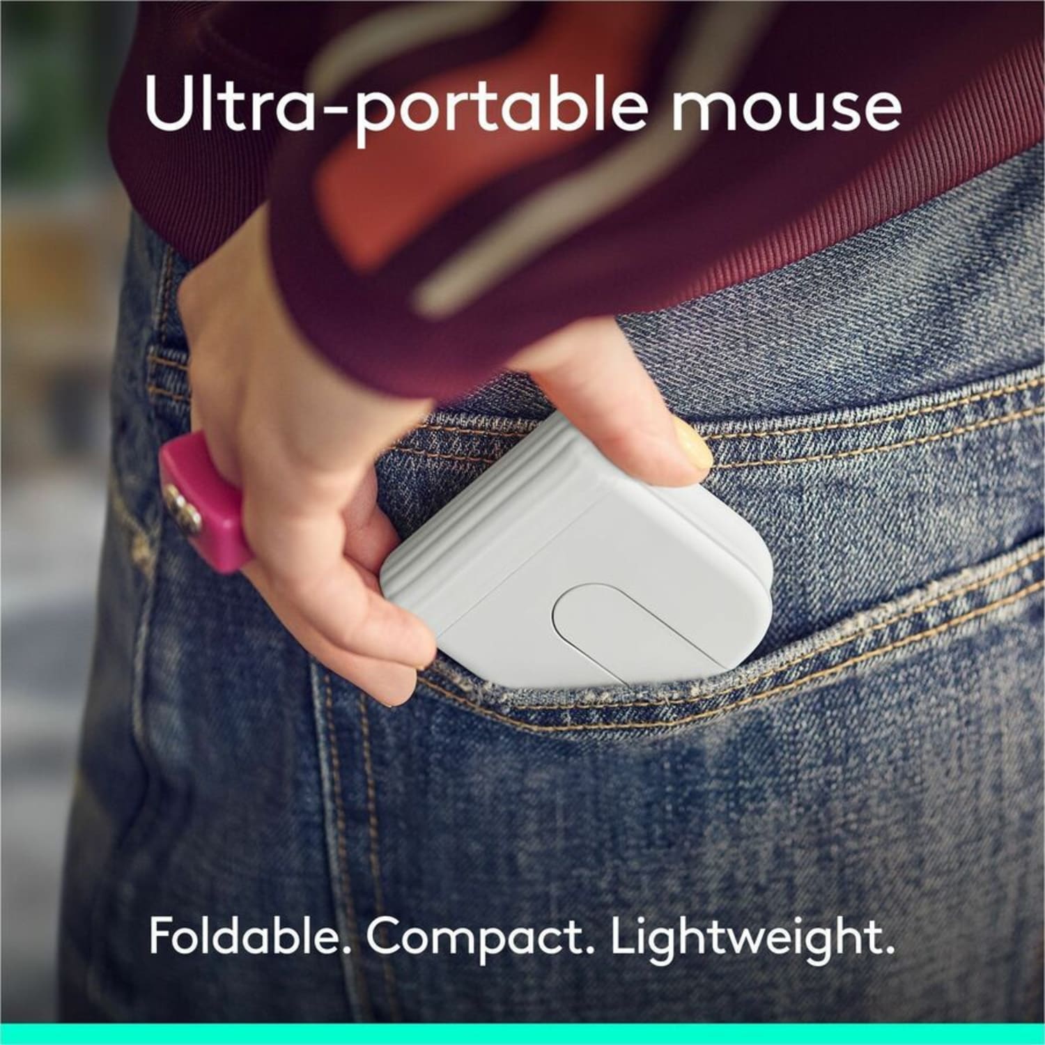Logitech Mobi Fold Ultra-Portable Travel Mouse, Off-White - Image 3