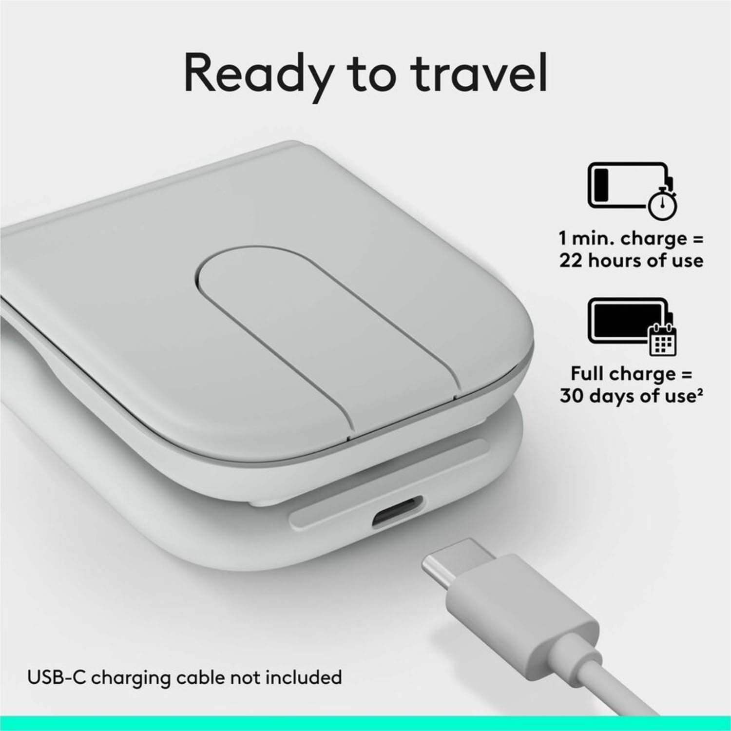 Logitech Mobi Fold Ultra-Portable Travel Mouse, Off-White - Image 6