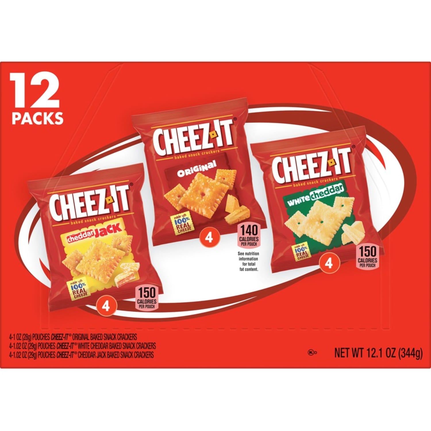 Cheez-It Variety Pack - Individually Wrapped - Original, White Cheddar, Cheddar Jack Cheese - 12.10 oz - 12 / Box - Image 5