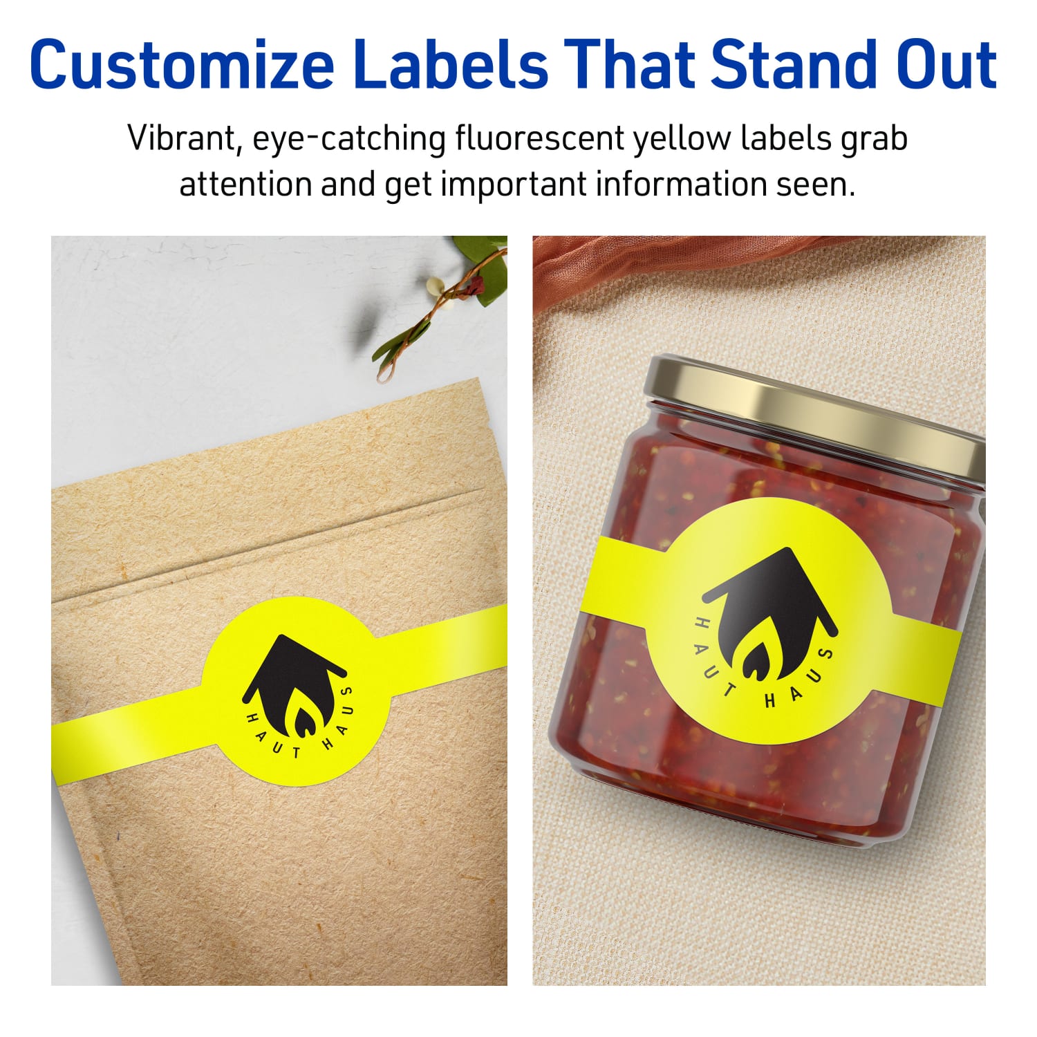Avery Printable Labels With Sure Feed Technology, 94117-NYP10, Cigar, 2-3/8in x 8in, Matte Neon Yellow, Pack of 30 - Image 4