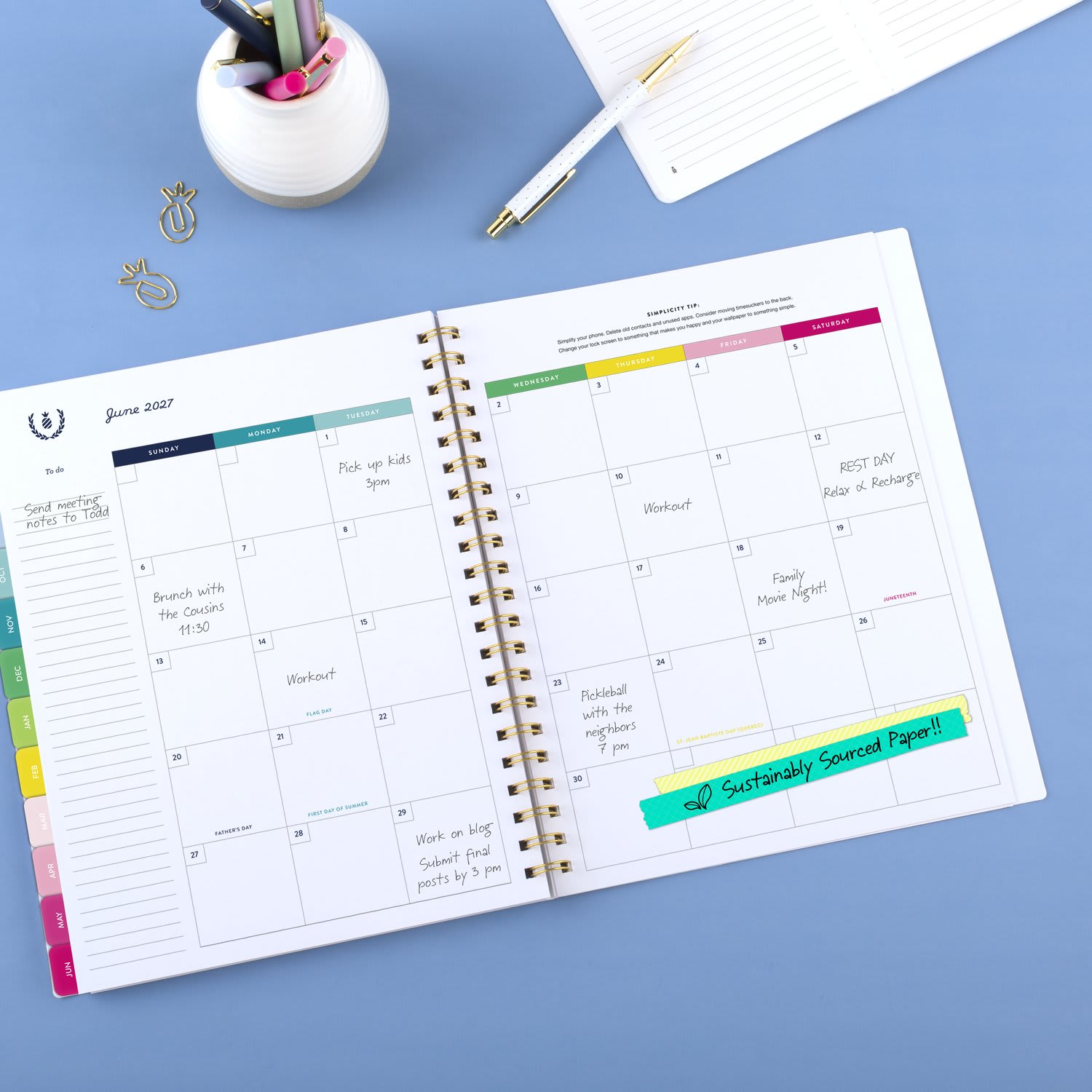 Simplified by Emily Ley for AT-A-GLANCE Academic 2026-2027 Weekly Monthly Planner, Happy Stripe, Large, 8 1/2in x 11in - Image 4