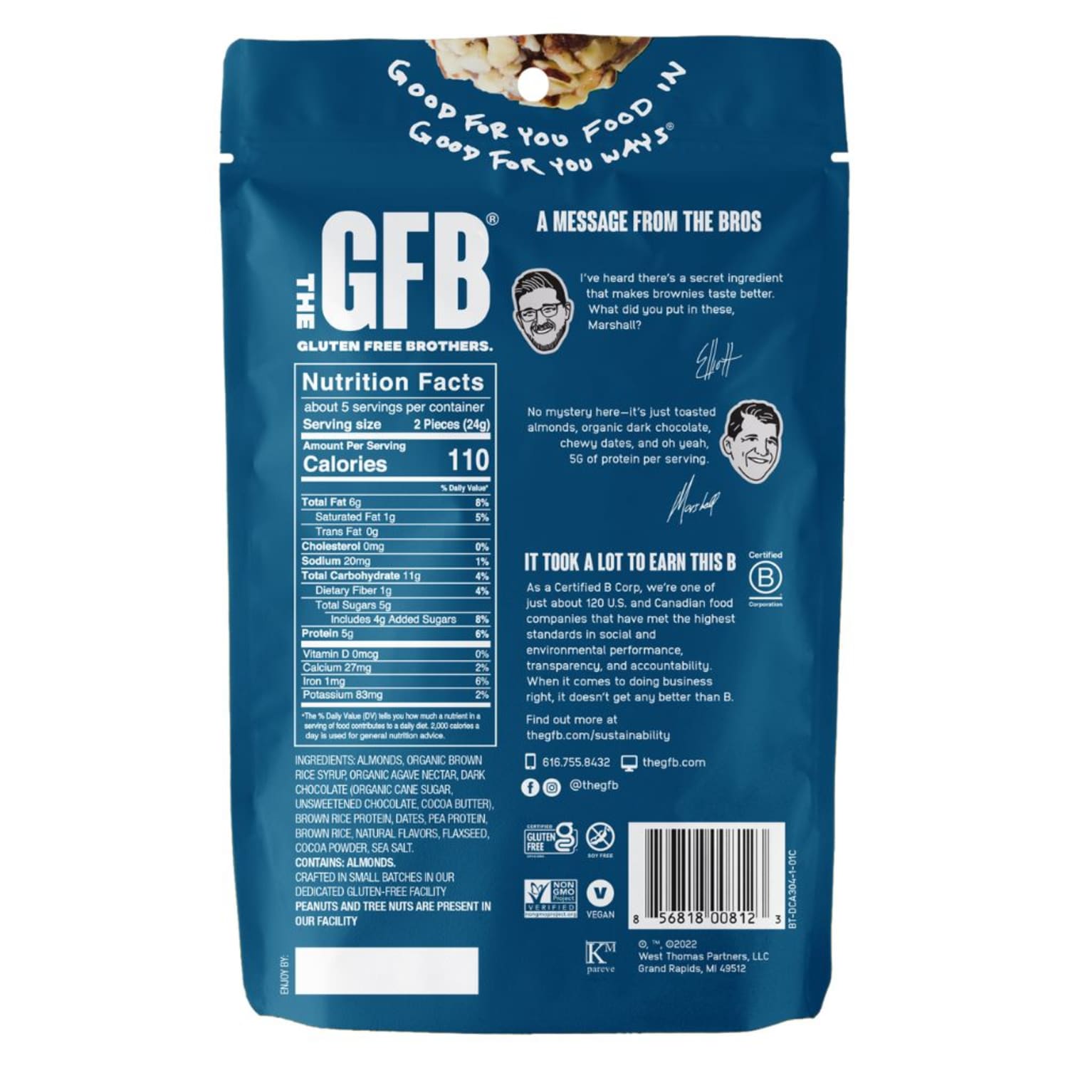 GFB The Gluten Free Bar DARK CHOCOLATE ALMOND BITES 12-4oz - Image 4
