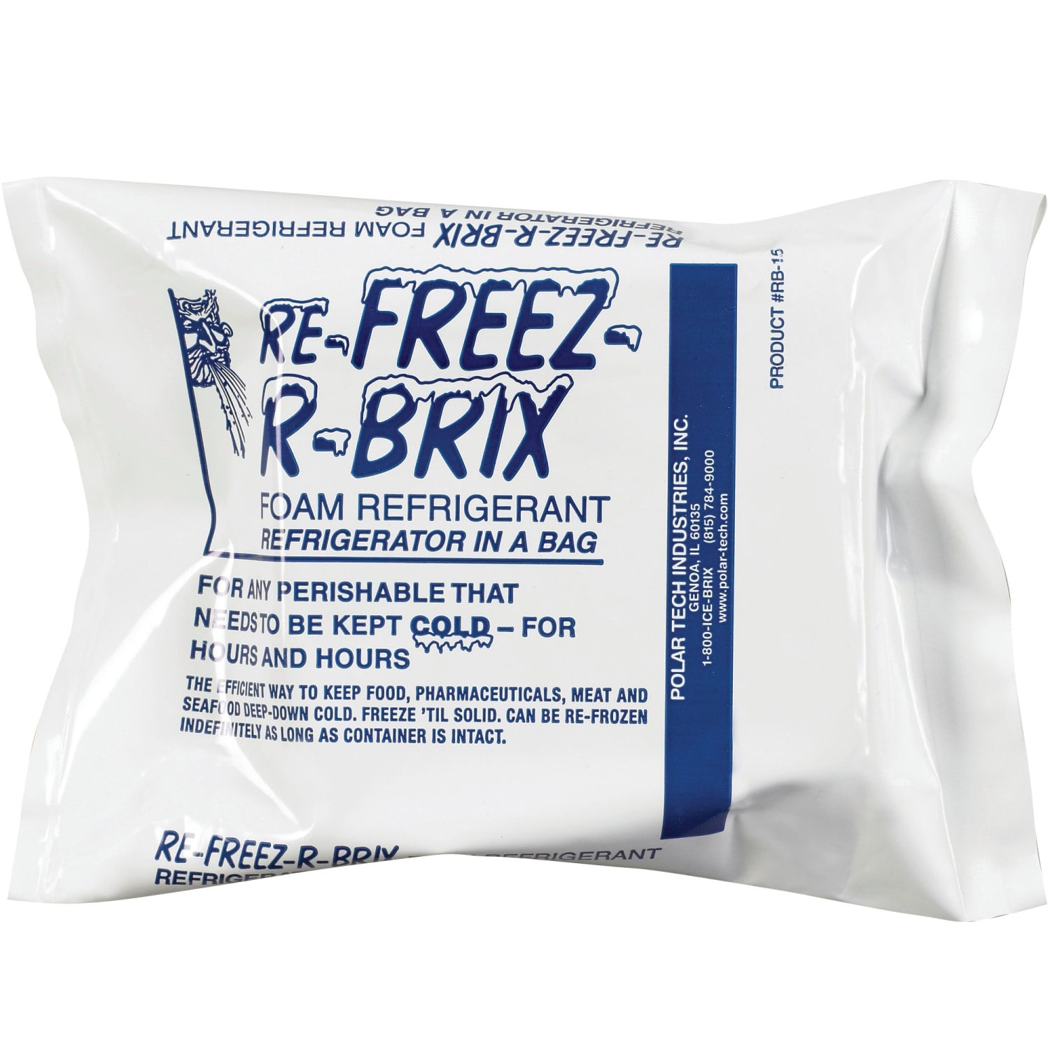 Re-Freez-R-Brix Cold Bricks, 4 1/2inH x 4inW x 1 1/2inD, White, Case Of 12
