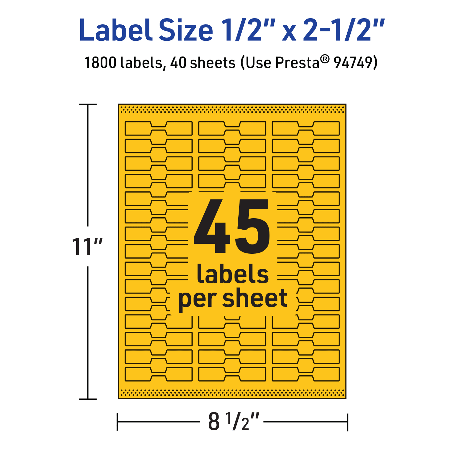 Avery Printable Labels With Sure Feed Technology, 94749-BYP40, Barbell, 1/2in x 2-1/2in, Matte Bright Yellow, Pack of 1800 - Image 6