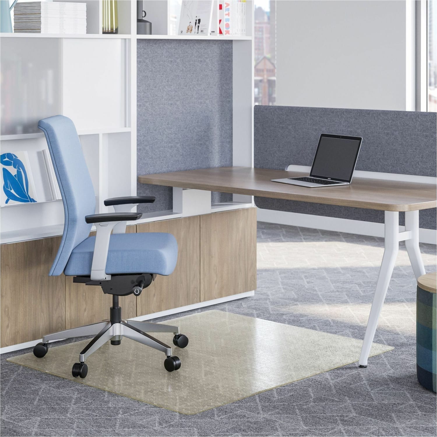 Deflecto OceanMat Chair Mat for Carpet - Low Pile, Commercial, Carpeted Floor, Chair - 60inx 46in Depth - CM1K442FOCB