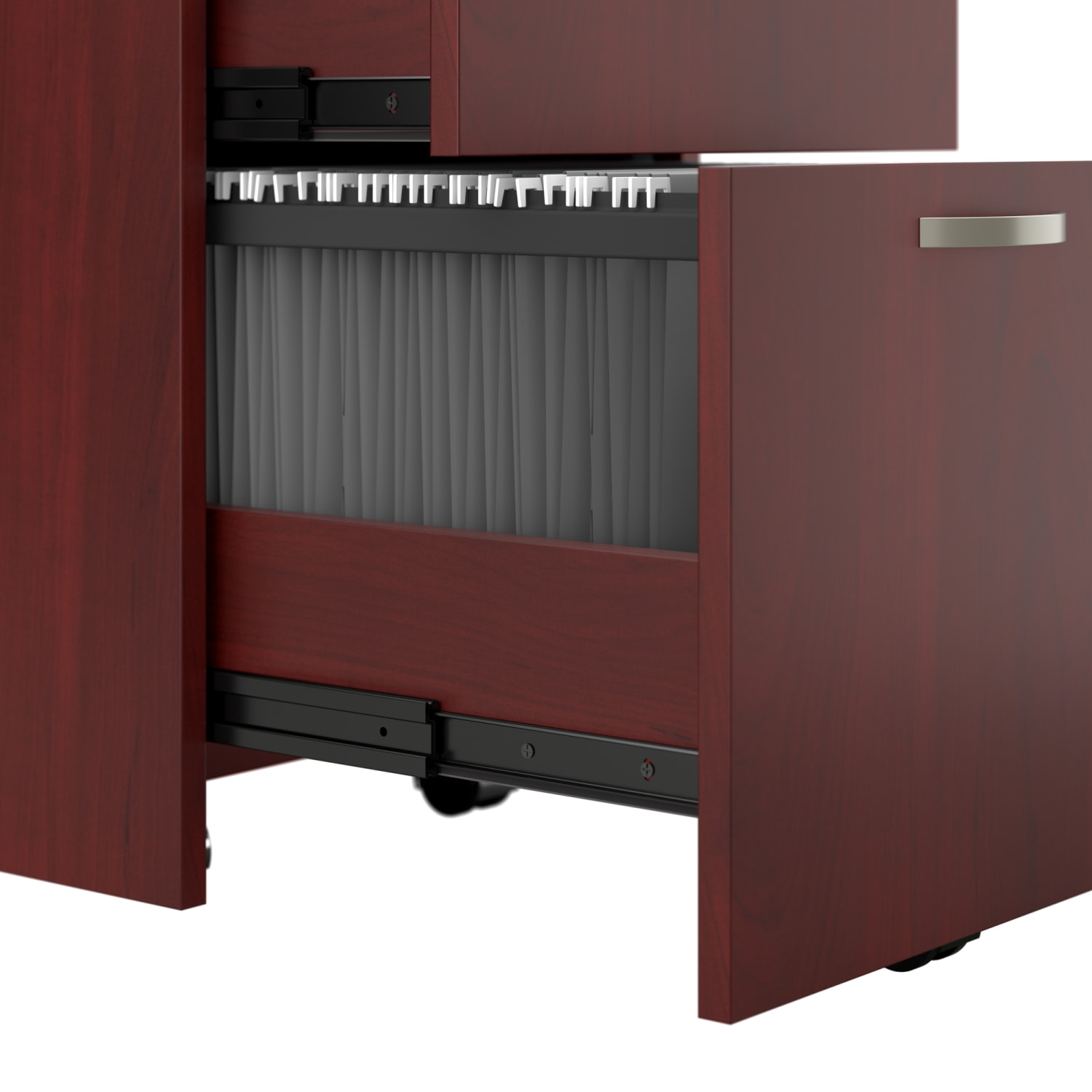 Bush Business Furniture Office in an Hour 4 Person L Shaped Cubicle Workstations, Hansen Cherry, Standard Delivery - Image 5