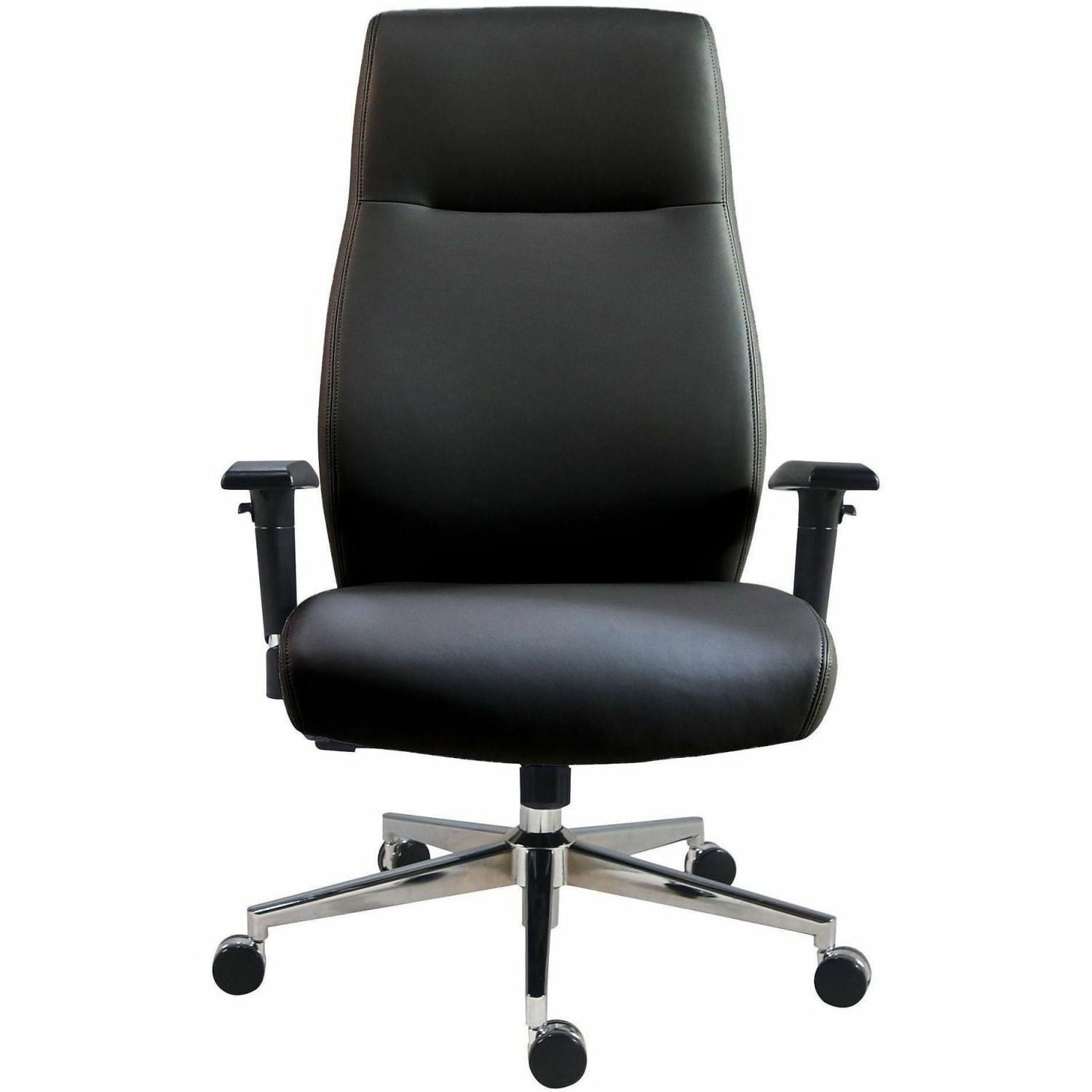 Lorell Fuerte Executive High-Back Chair with Adjustable Arms - High Back - Black - Poly, Polyurethane - Armrest - 1 Each - Image 3