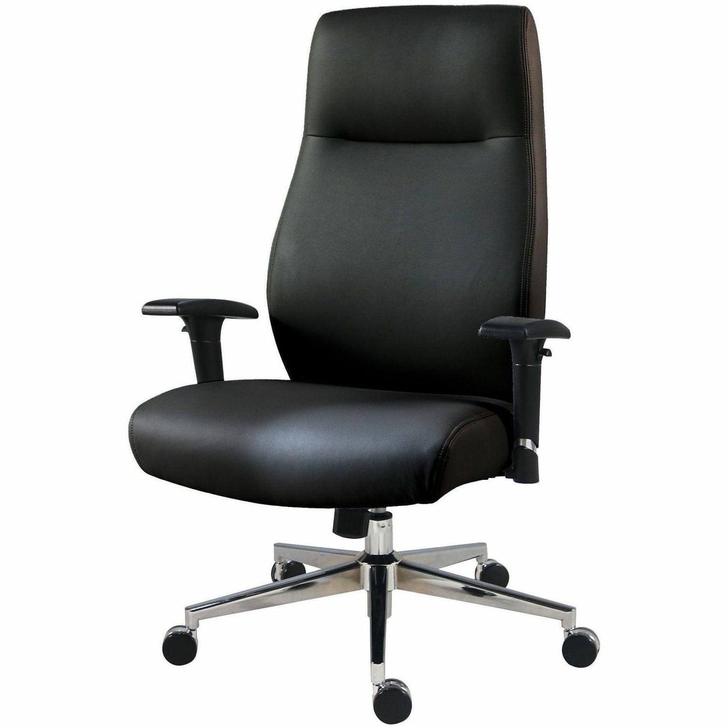 Lorell Fuerte Executive High-Back Chair with Adjustable Arms - High Back - Black - Poly, Polyurethane - Armrest - 1 Each - Image 5