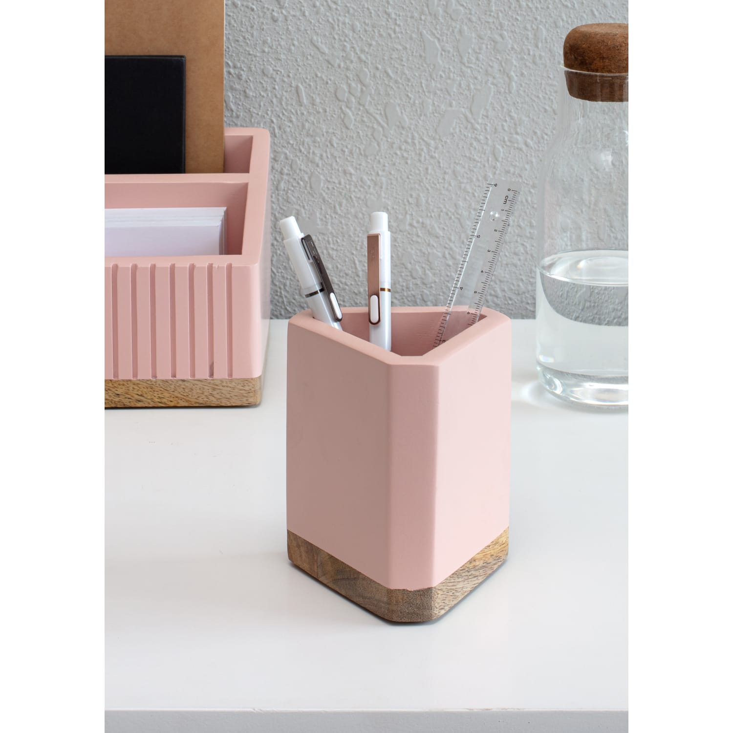 Realspace Wood Pen Cup, 4-1/2inH x 3-1/2inW x 3-1/2inD, Pink/Natural - Image 3