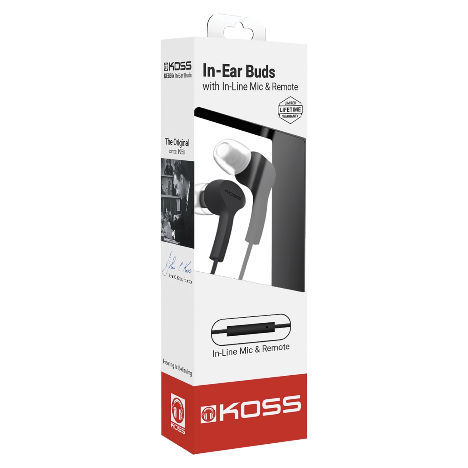 KOSS KEB9i Earbuds With Microphone And In-Line Remote, Black,192526.101 - Image 4