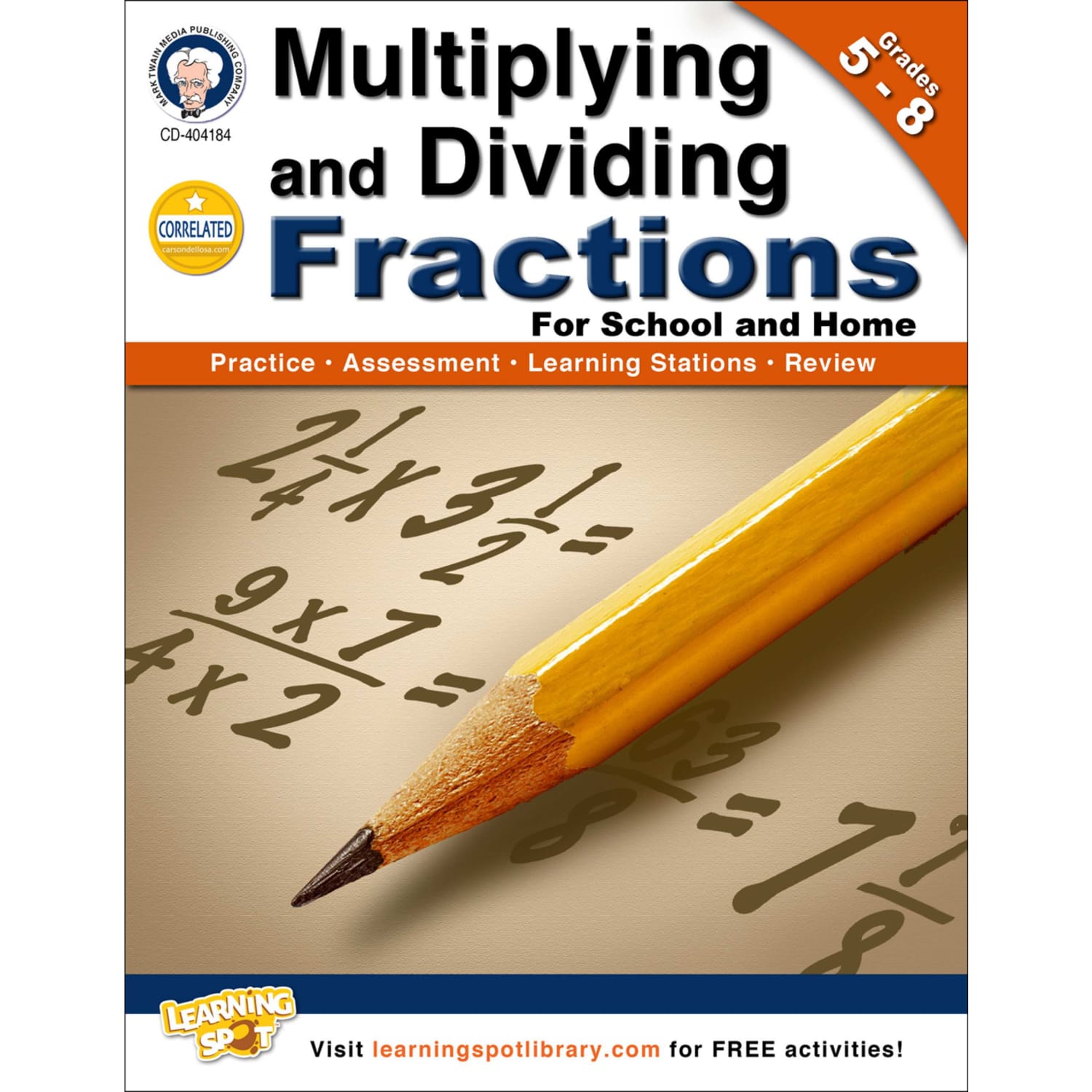 Mark Twain Multiplying and Dividing Fractions Workbook, Grades 5-8