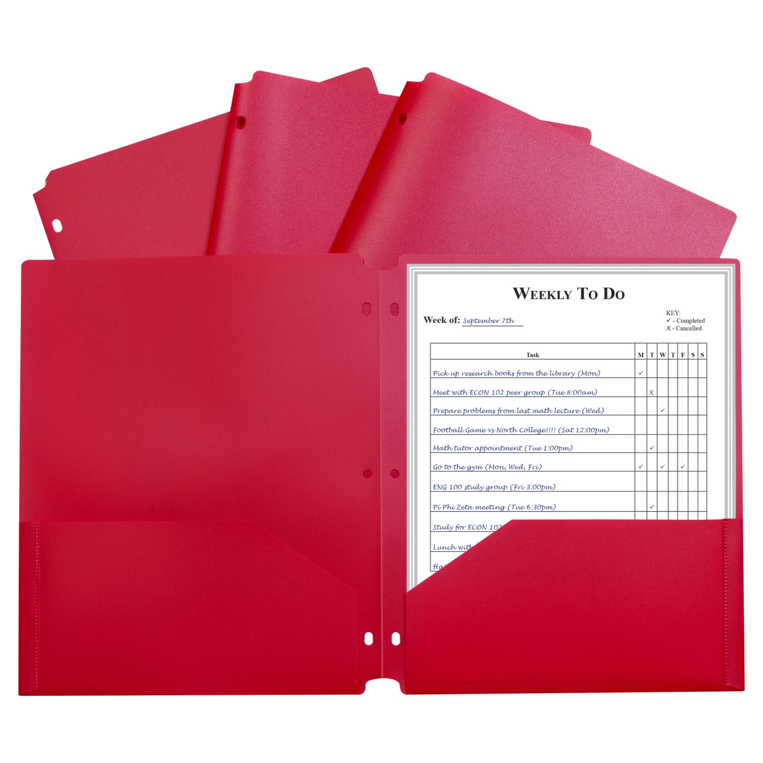C-Line 2-Pocket Heavyweight Poly Portfolio Folders With 3-Hole Punch, 8-1/2in x 11in, Red, Pack Of 25 - Image 3