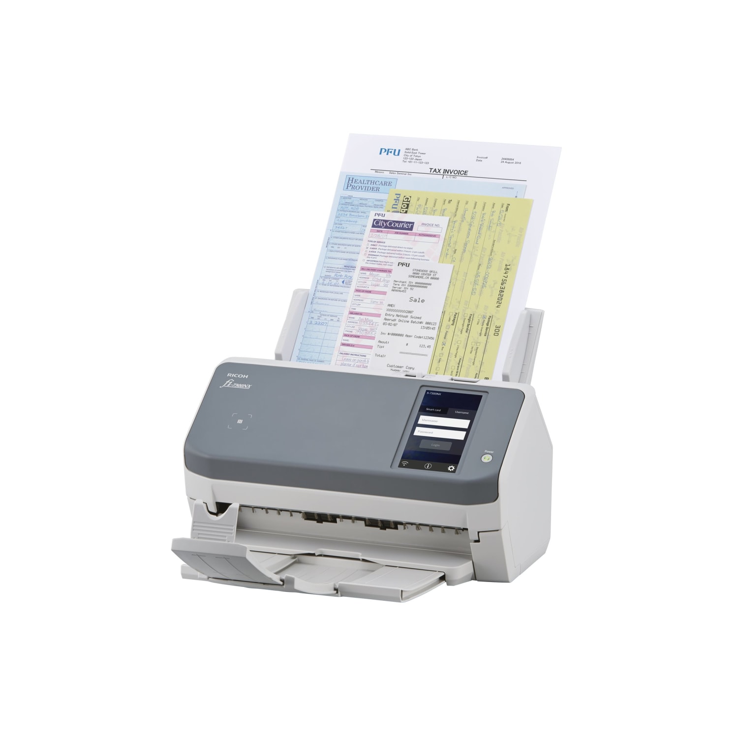 Ricoh fi 7300NX - Document scanner - Dual CCD - Duplex -  - 600 dpi x 600 dpi - up to 60 ppm (mono) / up to 60 ppm (color) - ADF (80 sheets) - up to 4000 scans per day - Gigabit LAN, Wi-Fi, USB 3.1 Gen 1 - Image 3