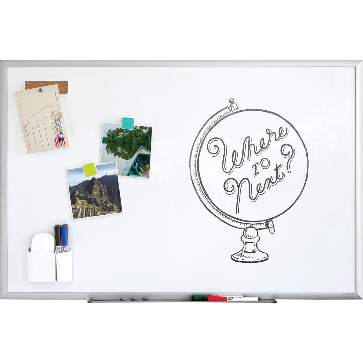 U Brands Magnetic Dry-Erase Board, 24in X 18in, Silver Aluminum Frame, Actual Size 23in X 17in (070U00-01) - Image 3