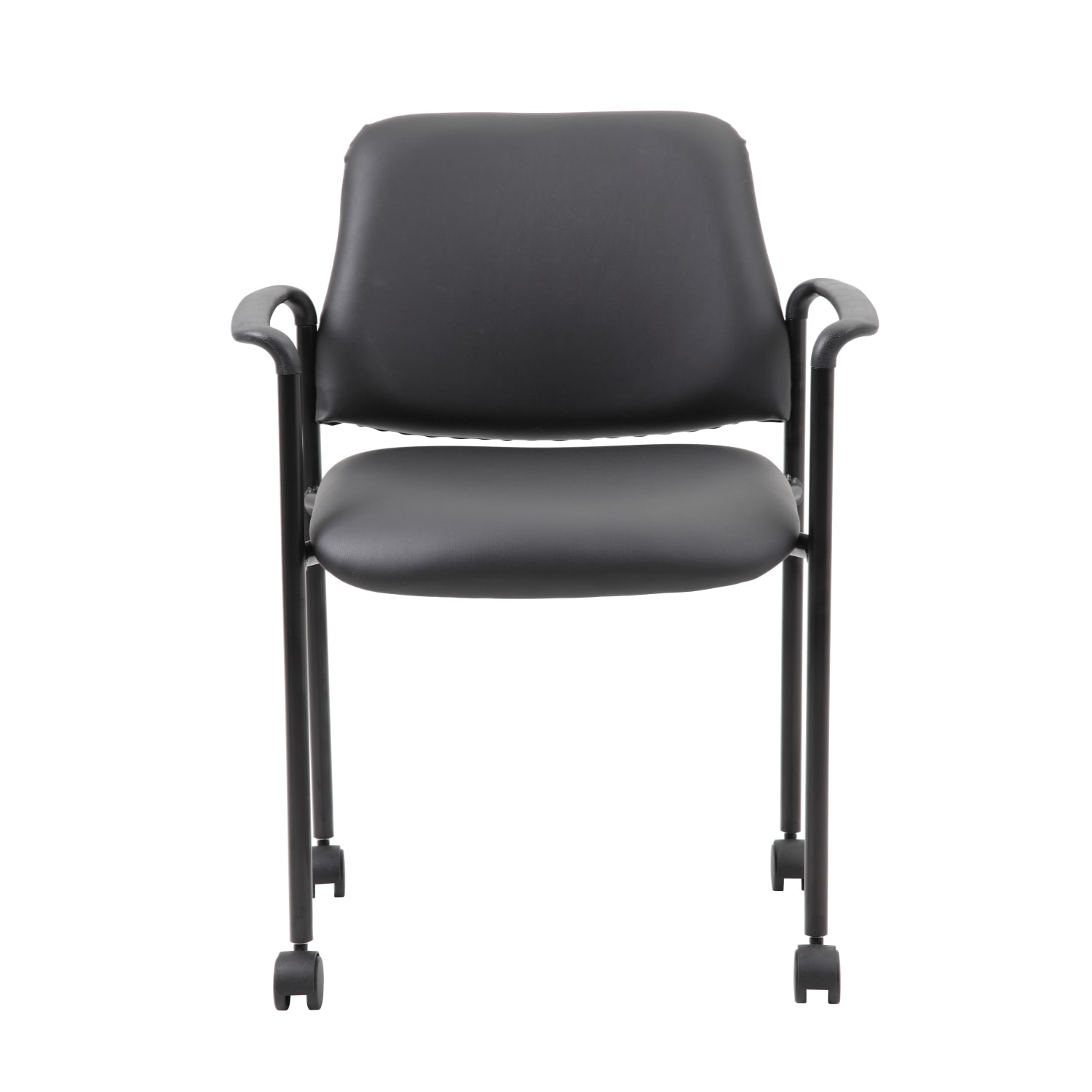 Boss Office Products Round Table And 4 Stackable Guest Chairs Set, Cherry/Black, GROUP123CD - Image 5
