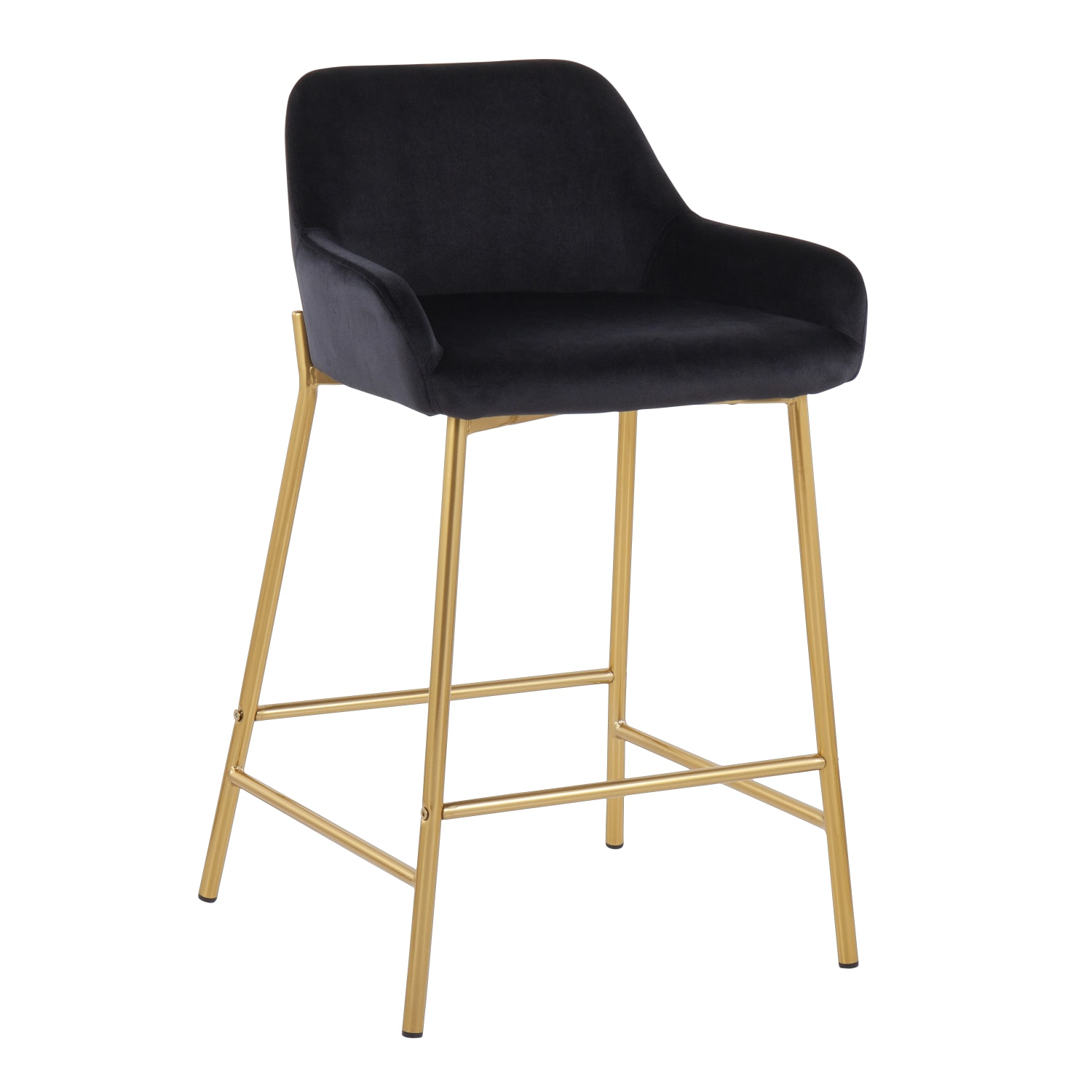 LumiSource Daniella Counter Stools, 33in Fixed Height, Velvet, Black/Gold, Set Of 2 Stools - Image 3