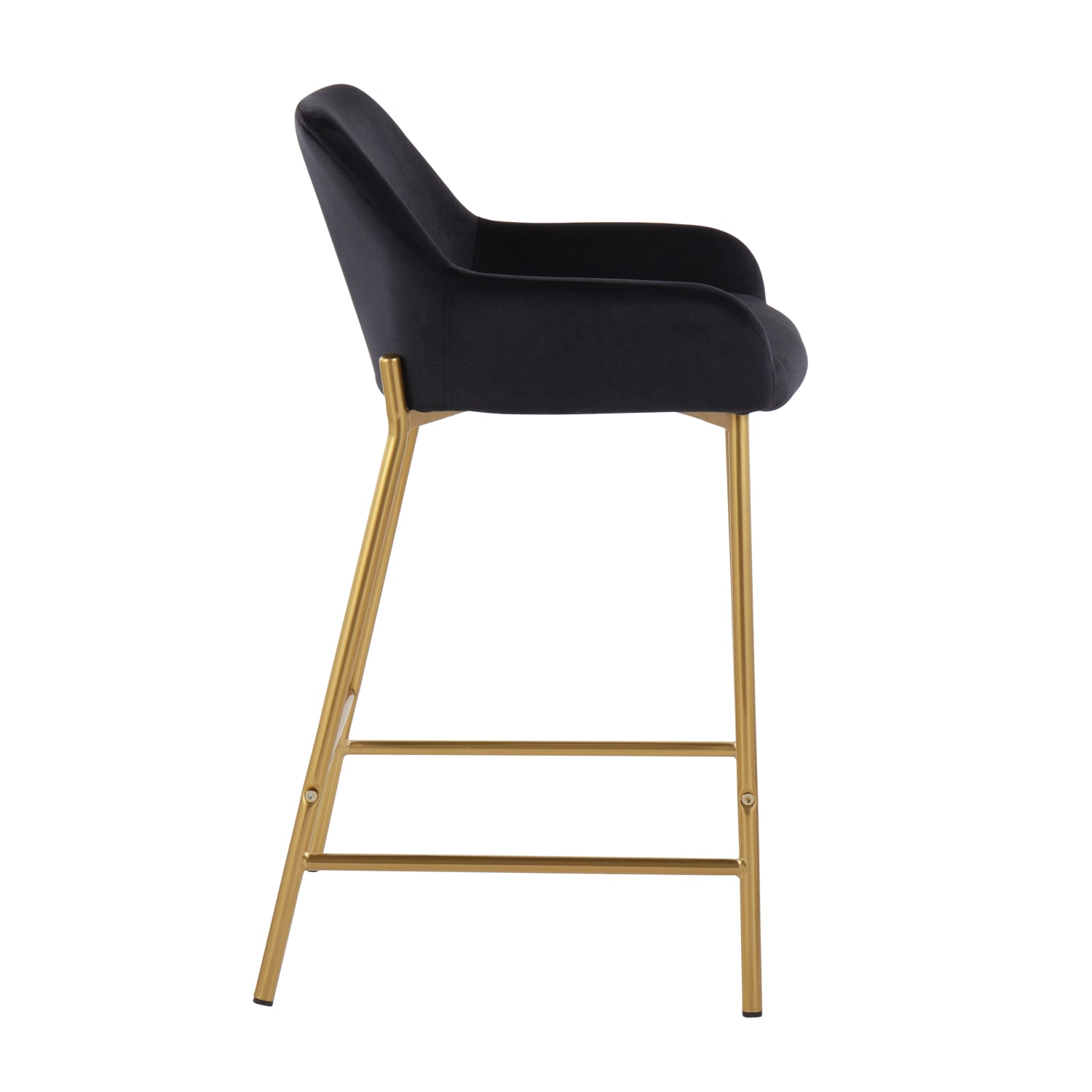 LumiSource Daniella Counter Stools, 33in Fixed Height, Velvet, Black/Gold, Set Of 2 Stools - Image 4