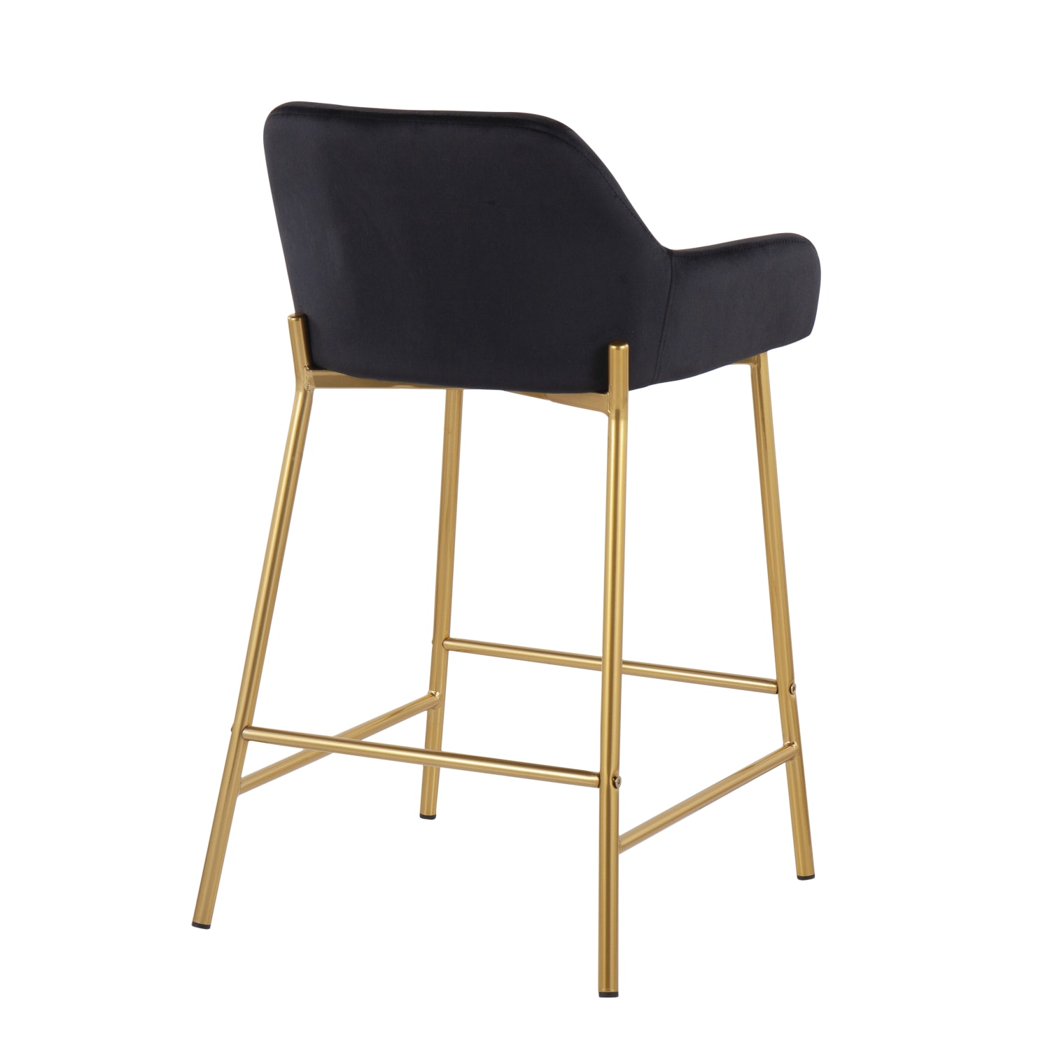 LumiSource Daniella Counter Stools, 33in Fixed Height, Velvet, Black/Gold, Set Of 2 Stools - Image 5