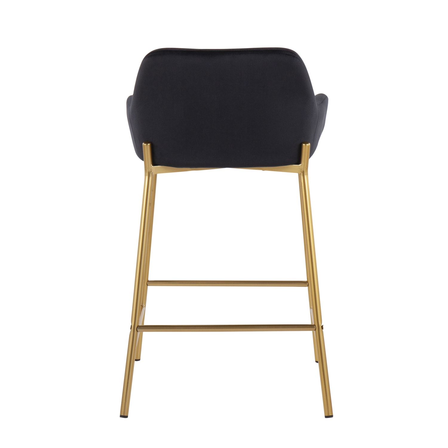 LumiSource Daniella Counter Stools, 33in Fixed Height, Velvet, Black/Gold, Set Of 2 Stools - Image 6