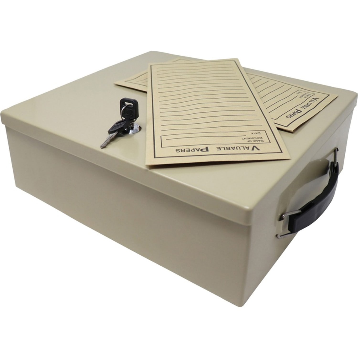 Nadex Coins NCS8-2010 Fire-Retardant Security Box with Keyed Lock - Steel - Beige - 11in Height x 14.4in Width - Image 4