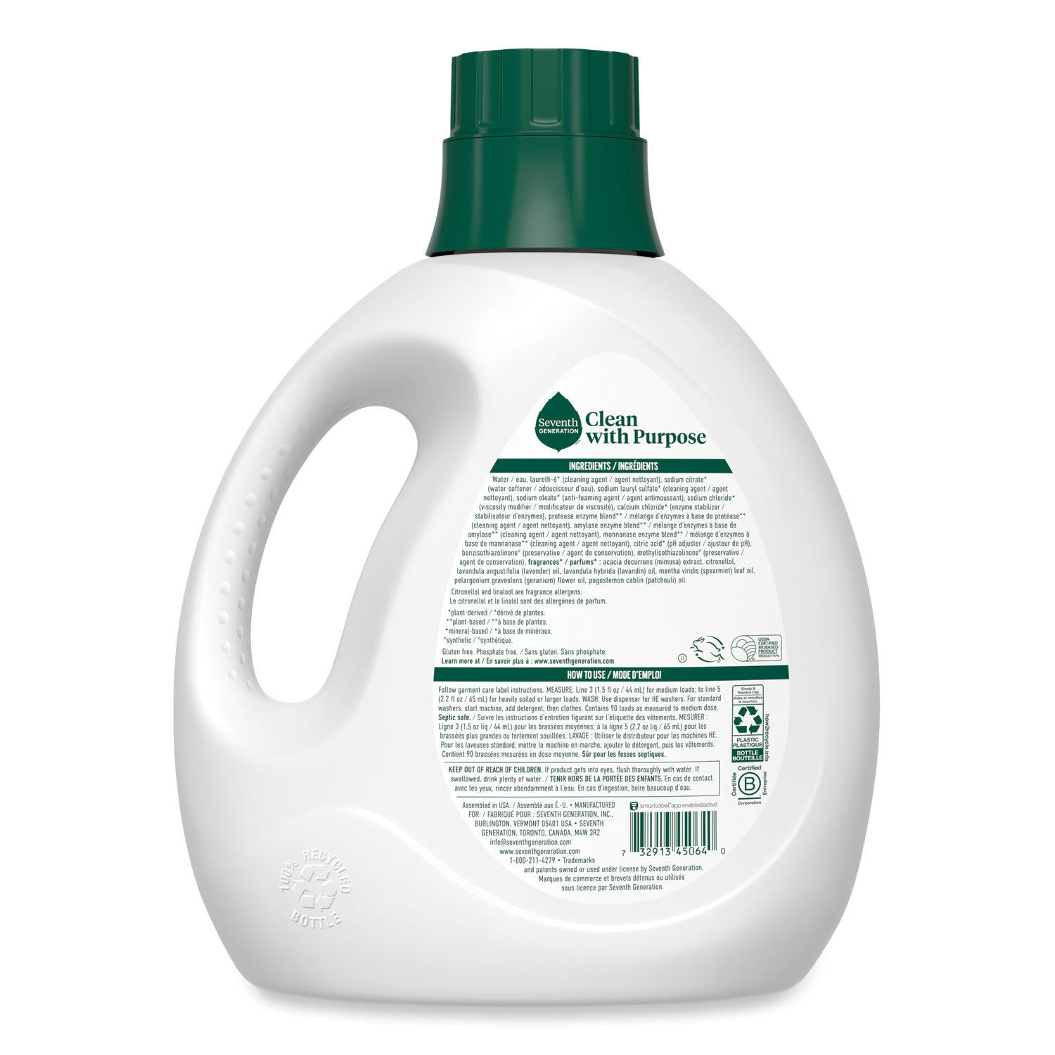 Seventh Generation Natural Liquid Laundry Detergent, Fresh Lavender, 135 oz Bottle, 4/Carton - Image 3