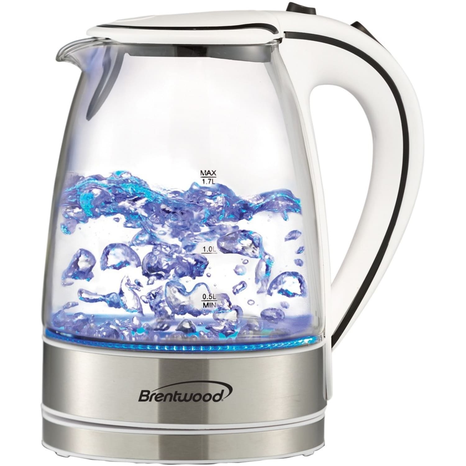 Brentwood 1.7L Borosilicate Glass Tea Kettle, White, KT-1900W - Image 4