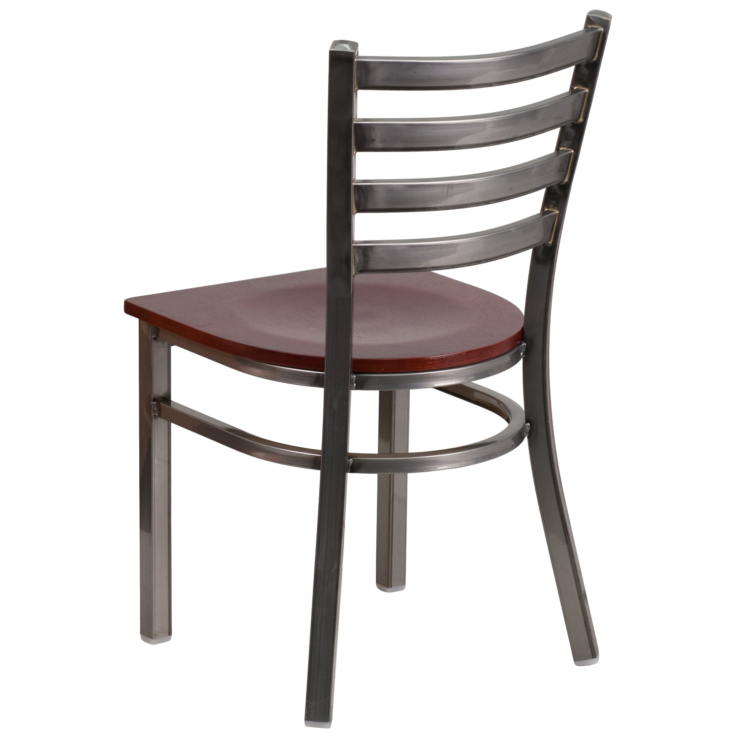 Flash Furniture Clear-Coated Ladder Back Metal Restaurant Chair, Mahogany/Clear - Image 5