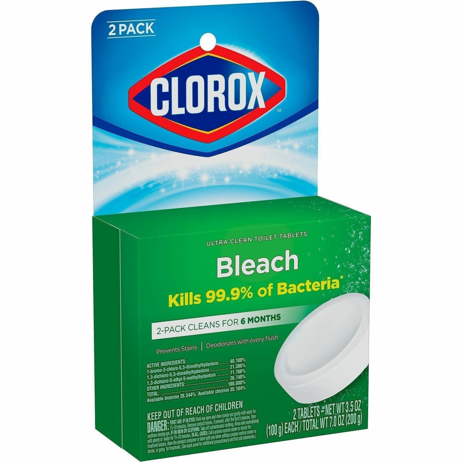 Clorox Ultra Clean Toilet Tablets Bleach - 3.50 oz (0.22 lb) - Deodorize, Easy to Use - White - 2 Pack - 840 / Pallet - Image 4