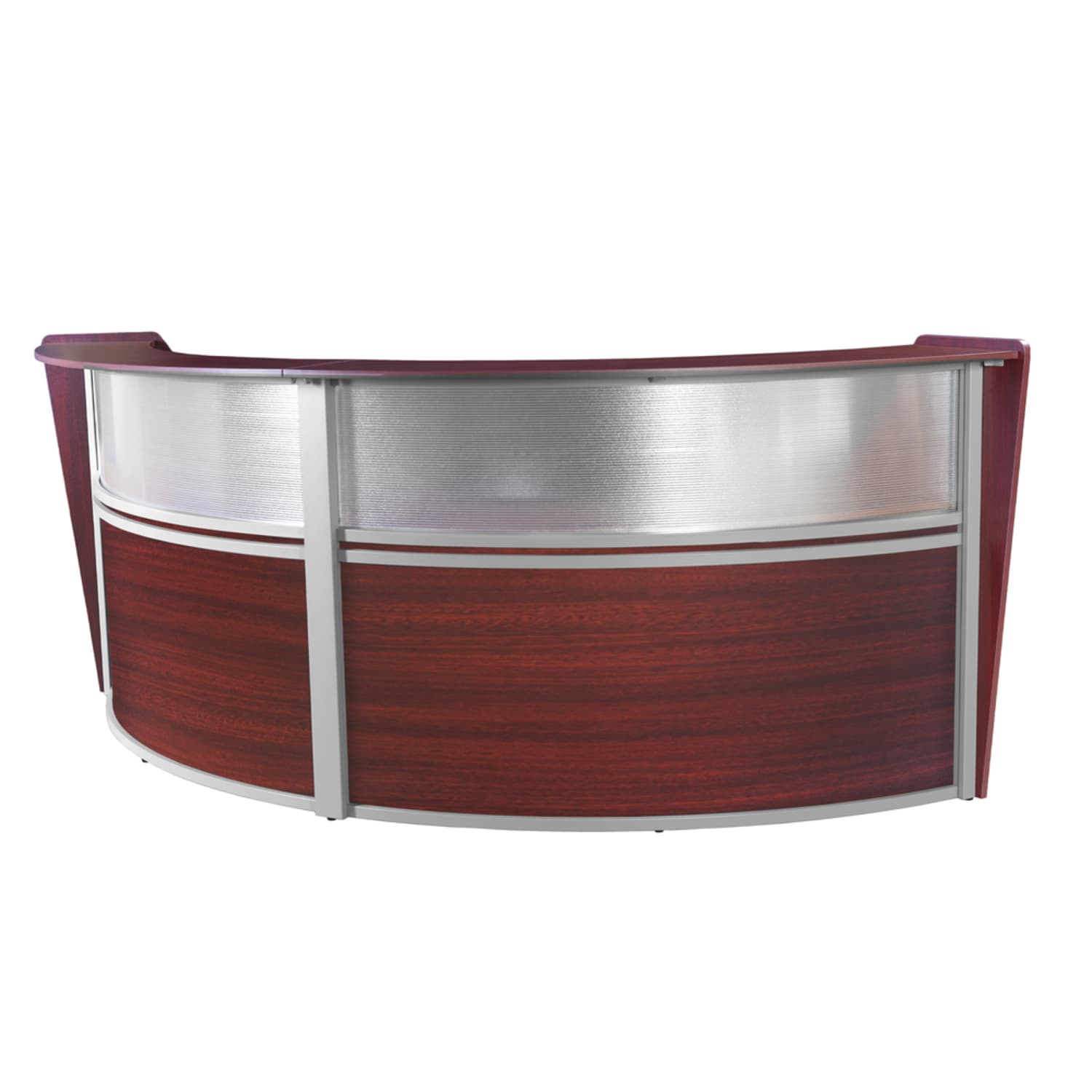 Regency Marque 125inW Double-Unit Curved Reception Desk Workstation, Mahogany - Image 6