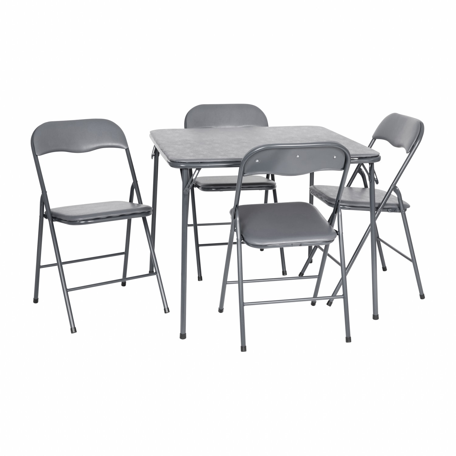 Flash Furniture 5-Piece Folding Card Table And Chair Set, 27-3/4inH x 33-1/2inW x 33-1/2inD, Gray - Image 3