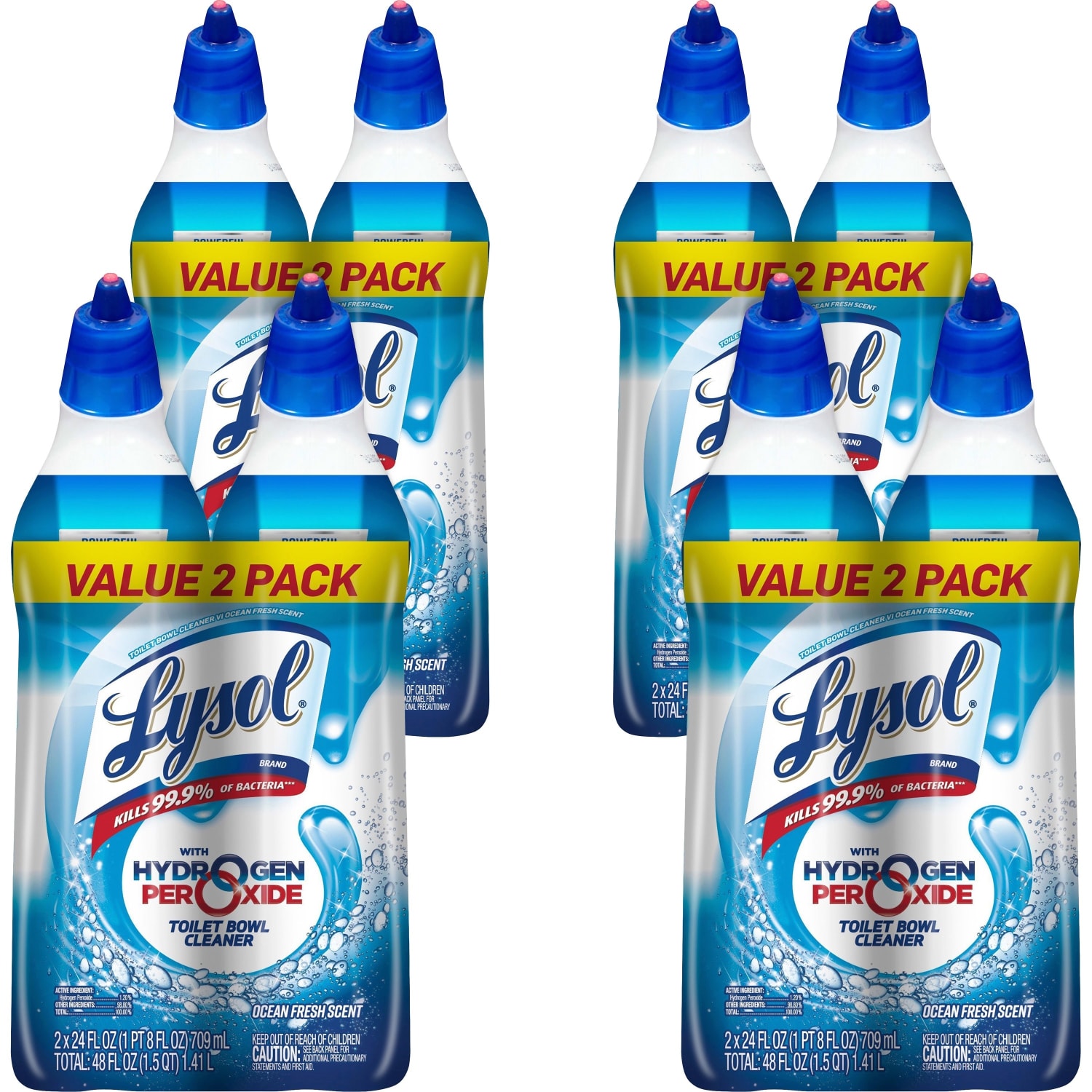 Lysol Hydrogen Peroxide Toilet Cleaner, 24 fl oz, Ocean Fresh Scent, Pack of 8 - 96084CT