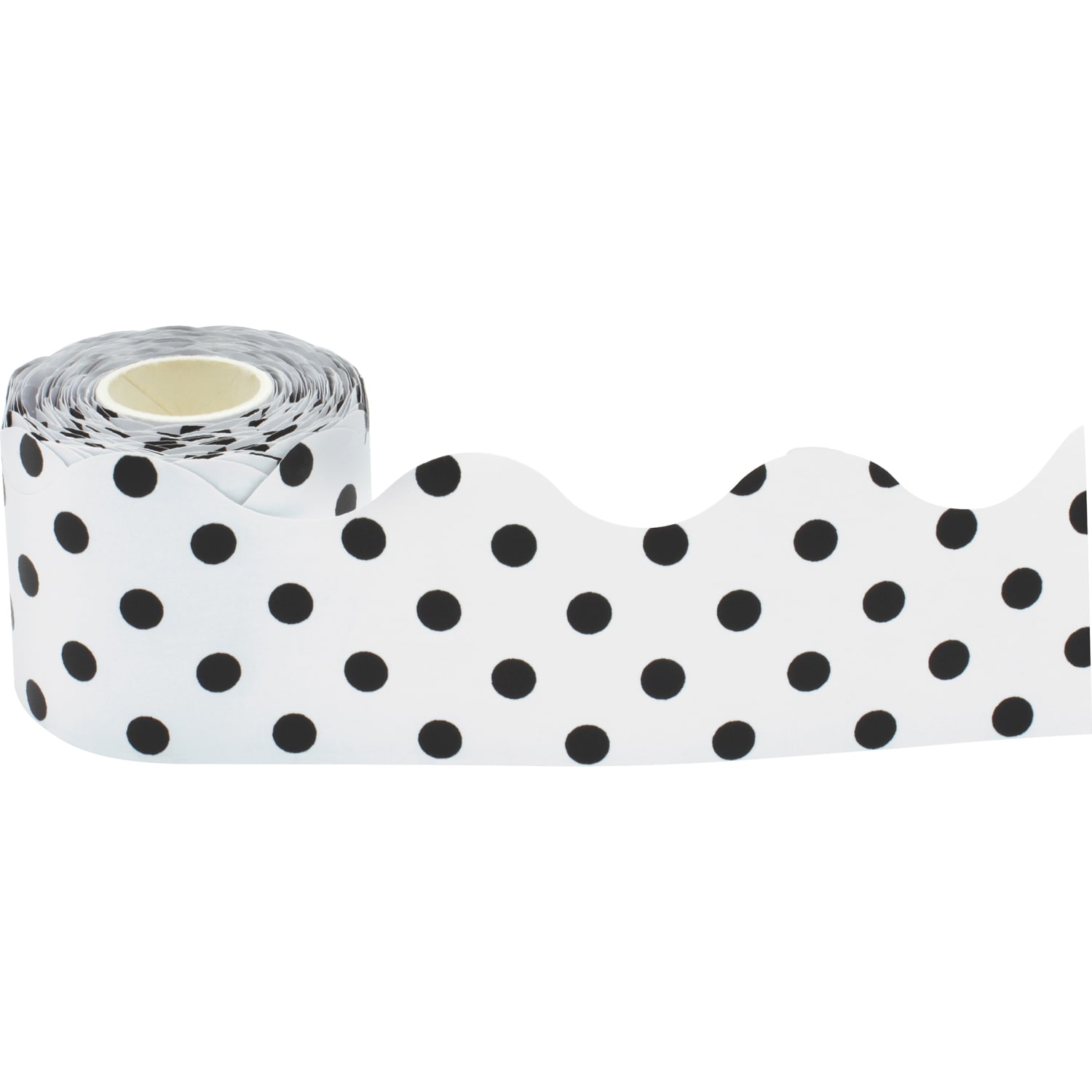 Teacher Created Resources Scalloped Border Trim, Black Polka Dots/White, 50ft Per Roll, Pack Of 3 Rolls - Image 3