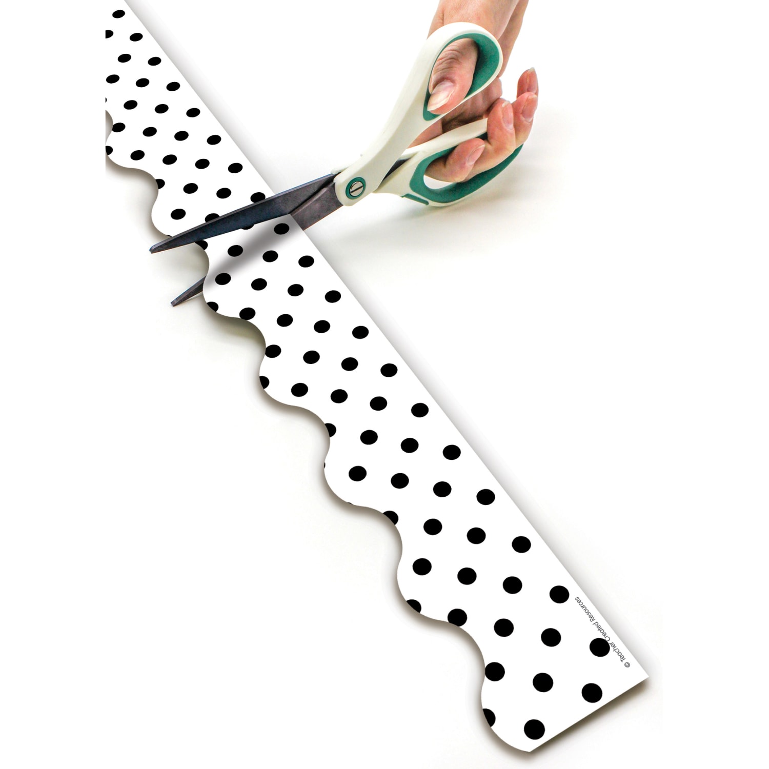 Teacher Created Resources Scalloped Border Trim, Black Polka Dots/White, 50ft Per Roll, Pack Of 3 Rolls - Image 4