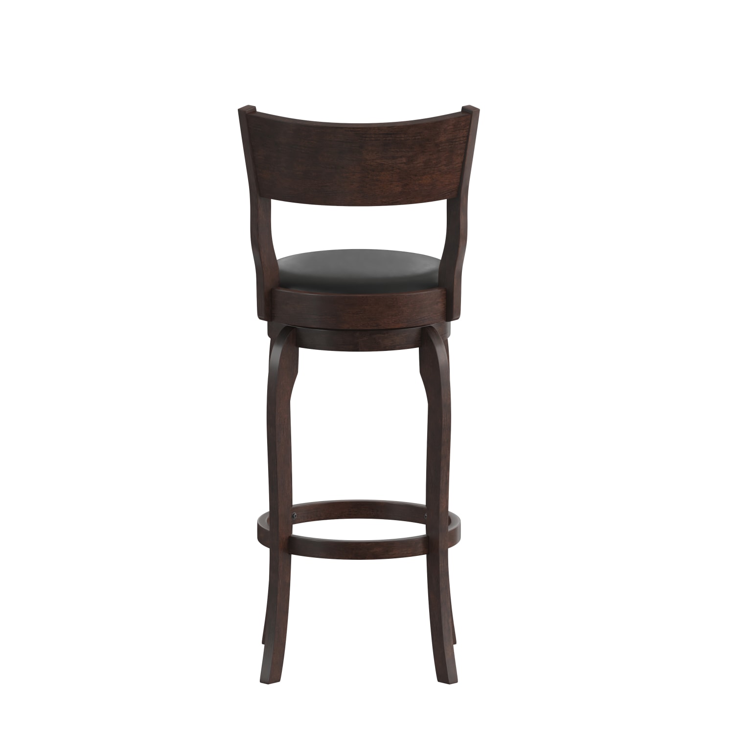 Flash Furniture Nichola Commercial Grade Classic Open Back Swivel Bar H Pub Barstool Uphosltered Seat Black VinylEspresso Frame  ESNT229ESP PopularChairscom