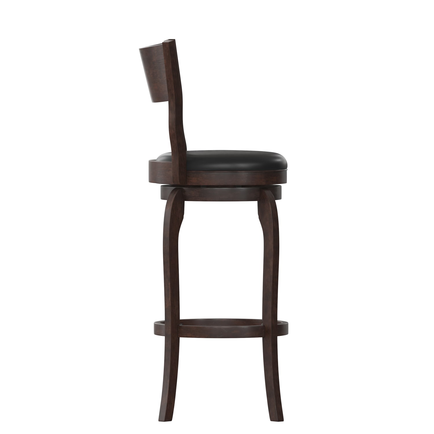 Flash Furniture Nichola Commercial Grade Classic Open Back Swivel Bar H Pub Barstool Uphosltered Seat Black VinylEspresso Frame  ESNT229ESP PopularChairscom